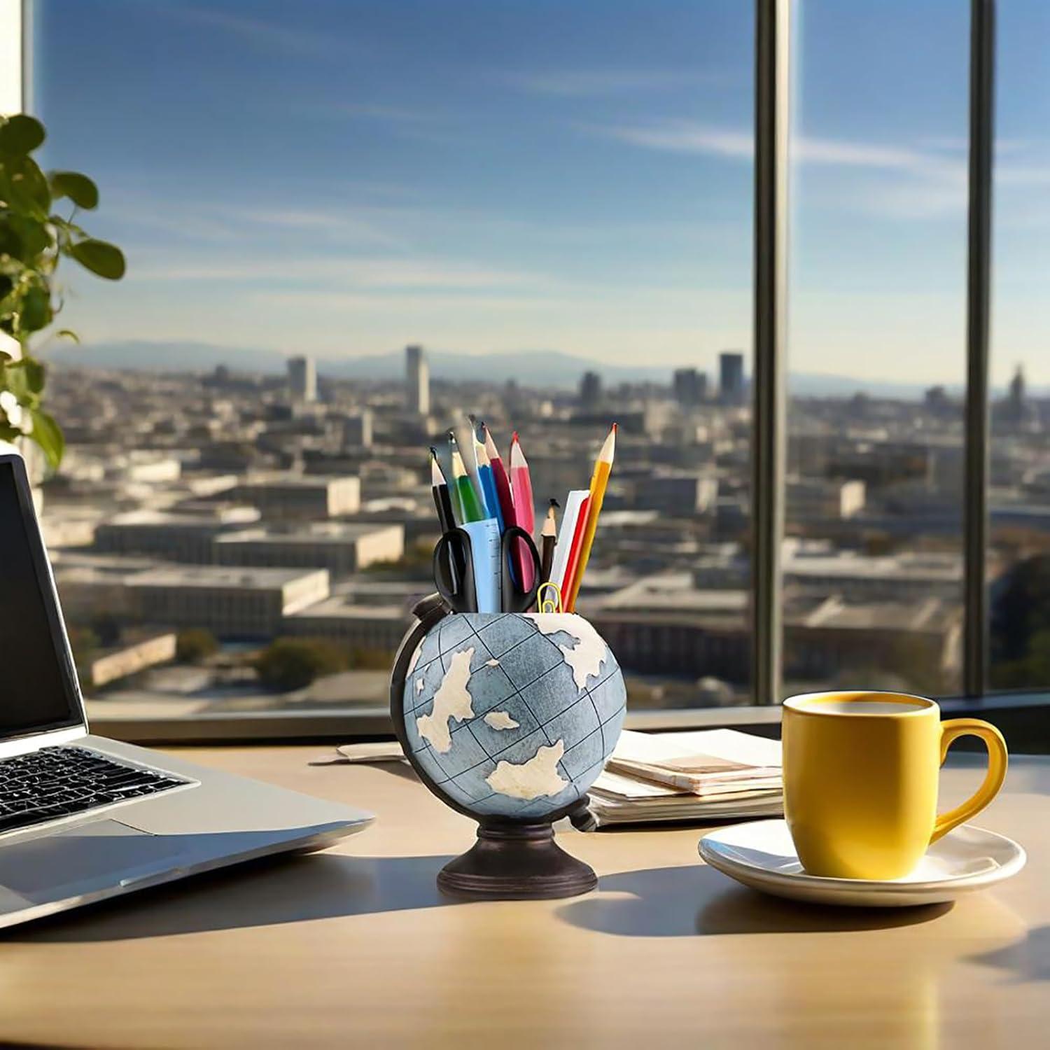 Soporte para bolígrafos MUAMAX en forma de globo azul 11x5x10.5cm