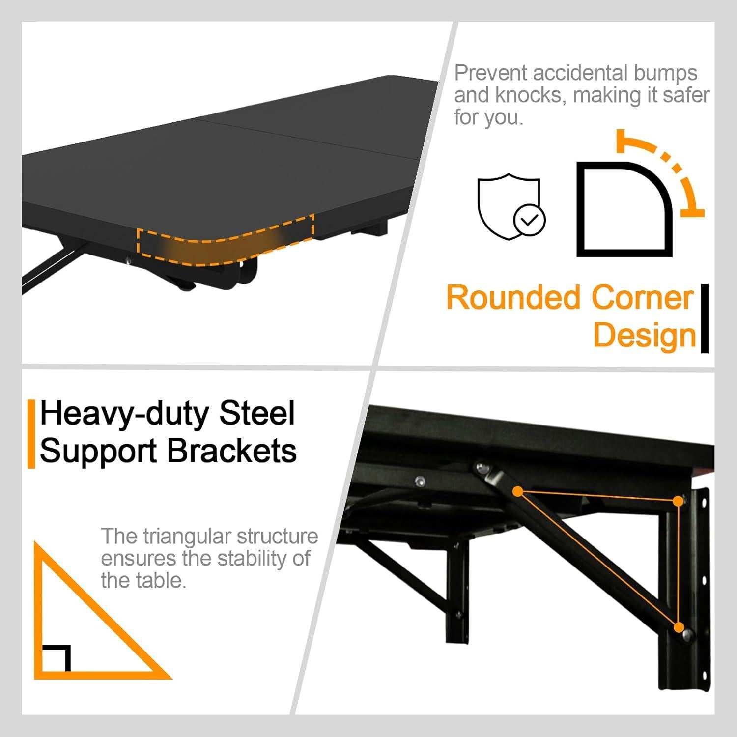 Mesa Plegable de Pared TEAMIX Negra 55.9x39.9cm Alta Resistencia