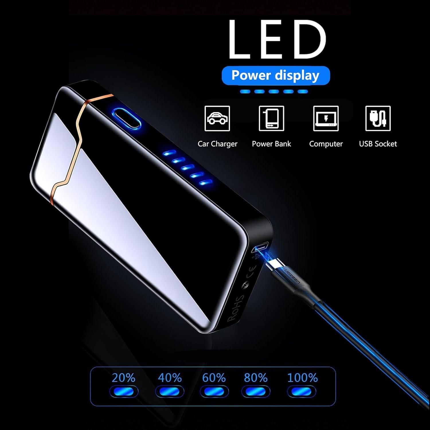 Encendedor de Arco Plasma Eléctrico YOZWOO Recargable USB Negro