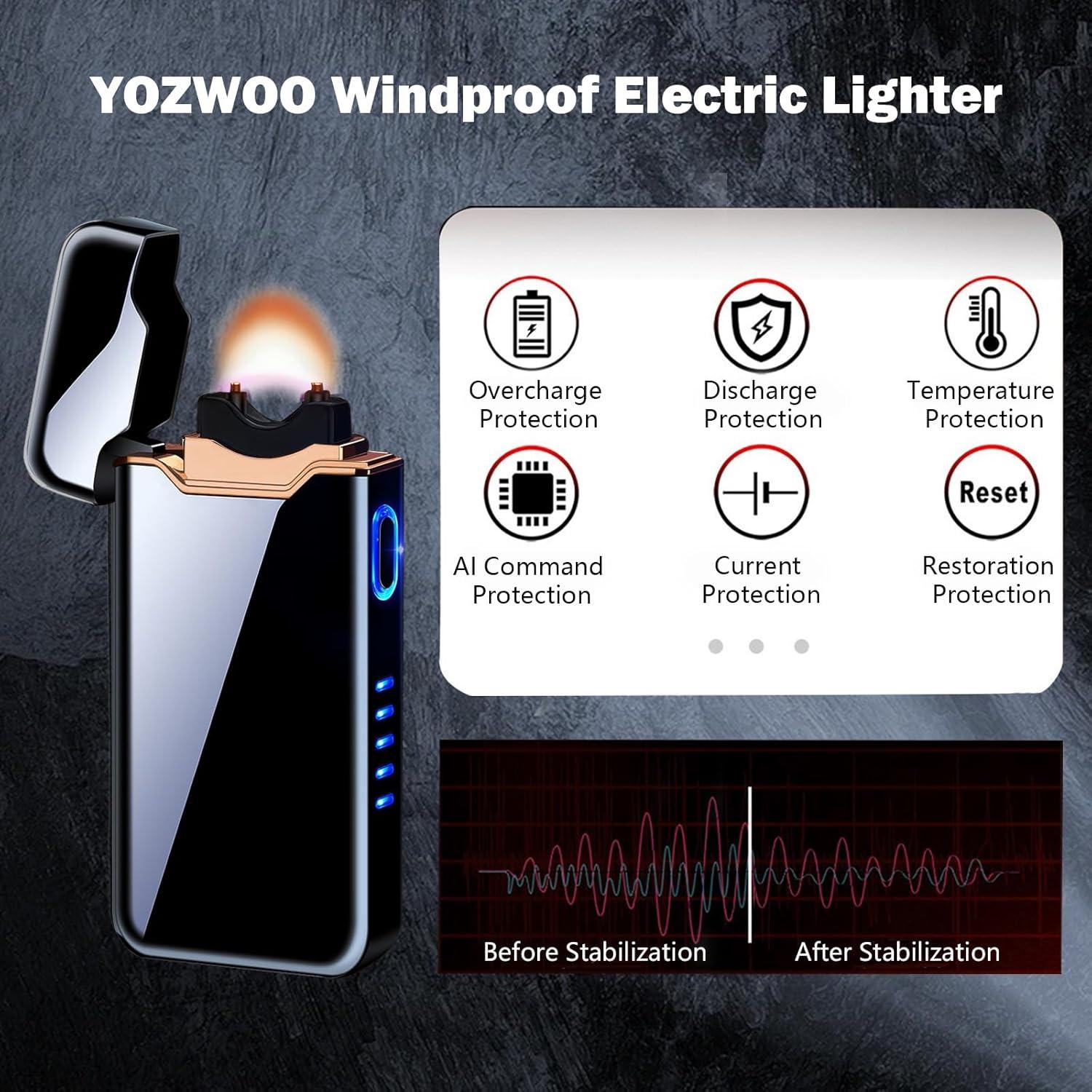 Encendedor de Arco Plasma Eléctrico YOZWOO Recargable USB Negro