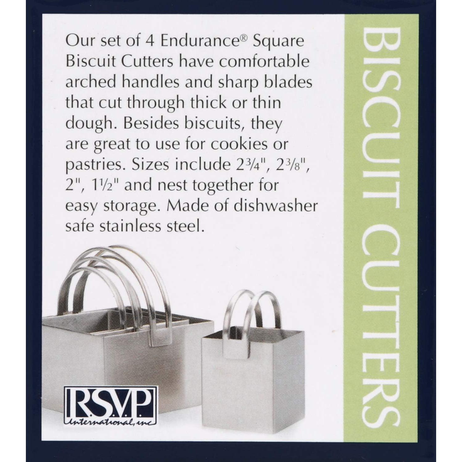 Cortadores de Galletas Cuadrados RSVP Internacional - Acero Inoxidable, Juego de 4