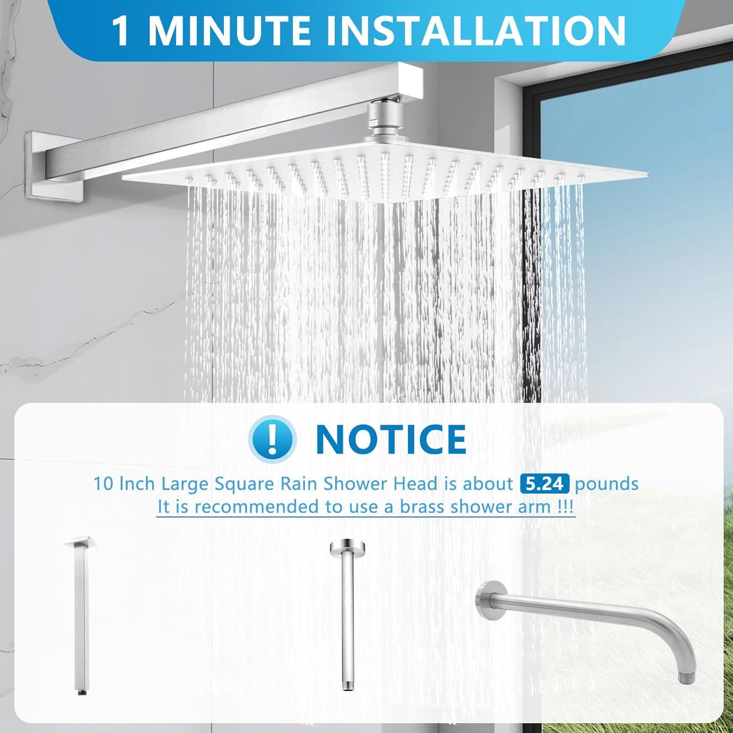 Cabezal de Ducha de Lluvia BORLON 10" Acero Inoxidable Niquelado