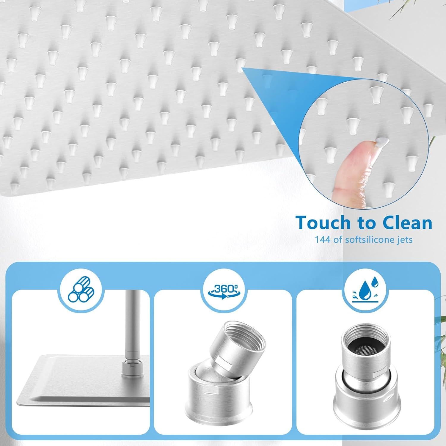 Cabezal de Ducha de Lluvia BORLON 10" Acero Inoxidable Niquelado