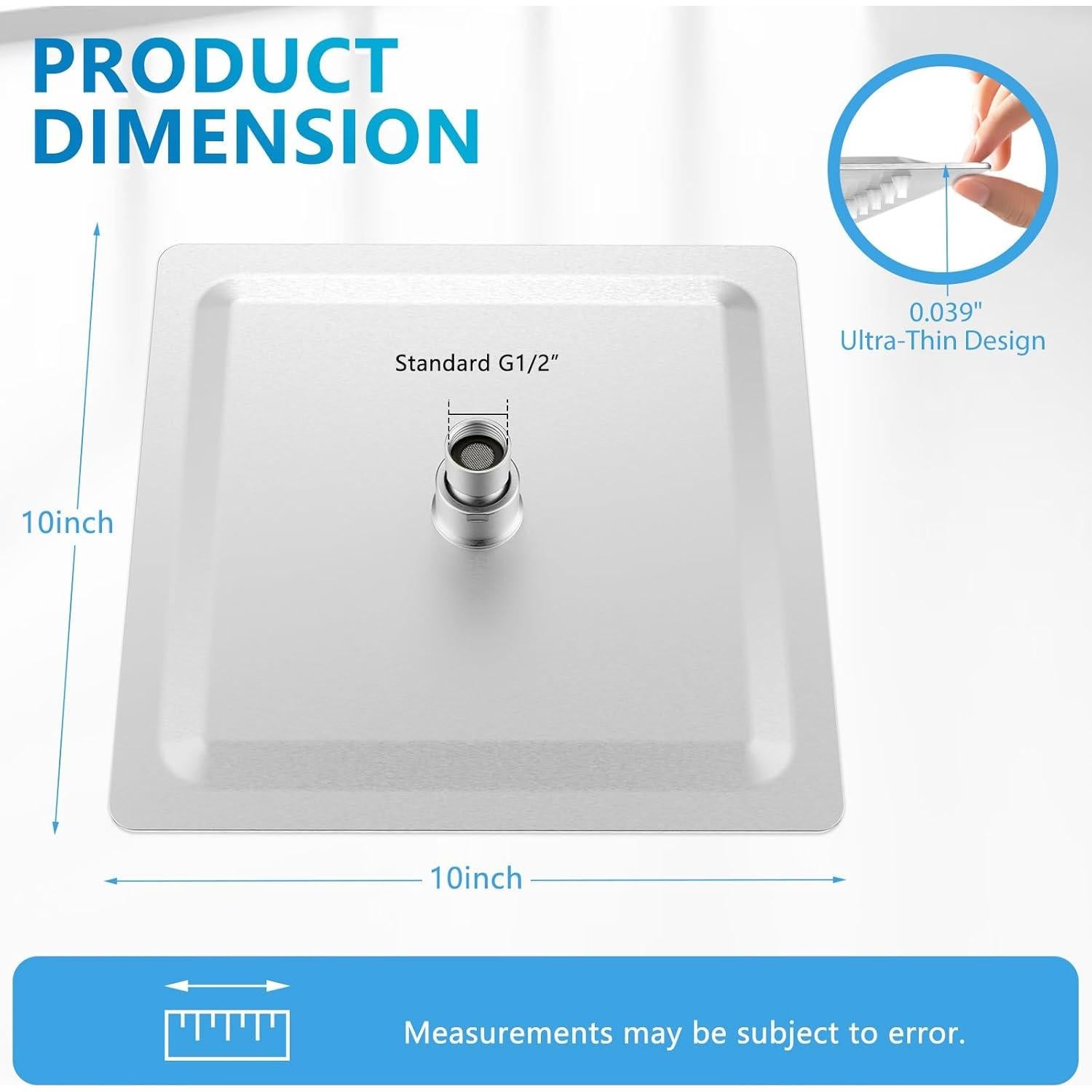 Cabezal de Ducha de Lluvia BORLON 10" Acero Inoxidable Niquelado