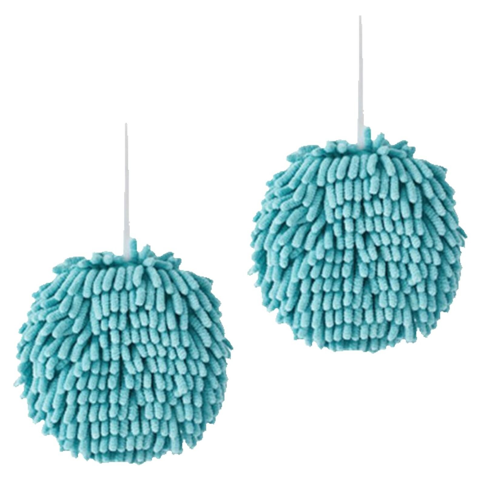 Toallas de Mano Chenille Suave y Absorbente HMETOL 2 Pzas Azul