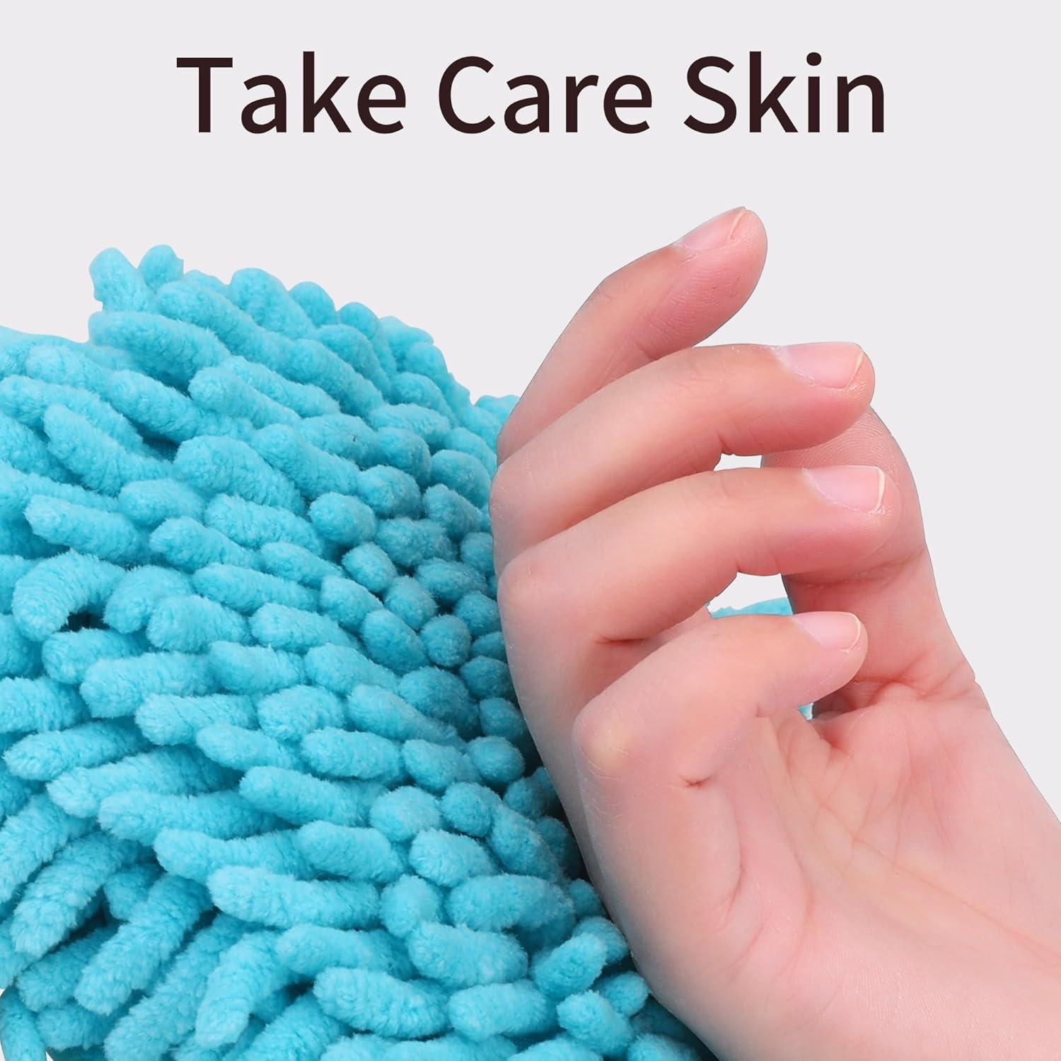 Toallas de Mano Chenille Suave y Absorbente HMETOL 2 Pzas Azul