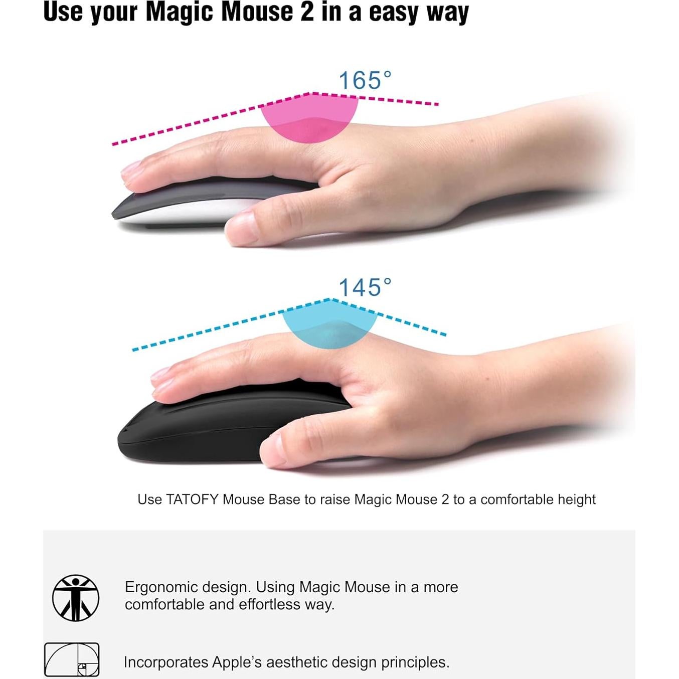 Cargador Inalámbrico TATOFY para Magic Mouse 2 USB-C Negro