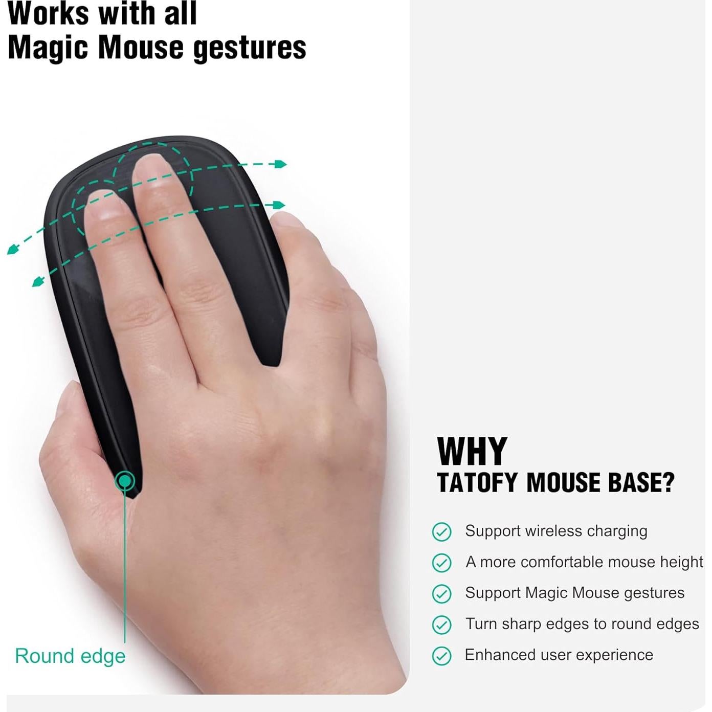 Cargador Inalámbrico TATOFY para Magic Mouse 2 USB-C Negro