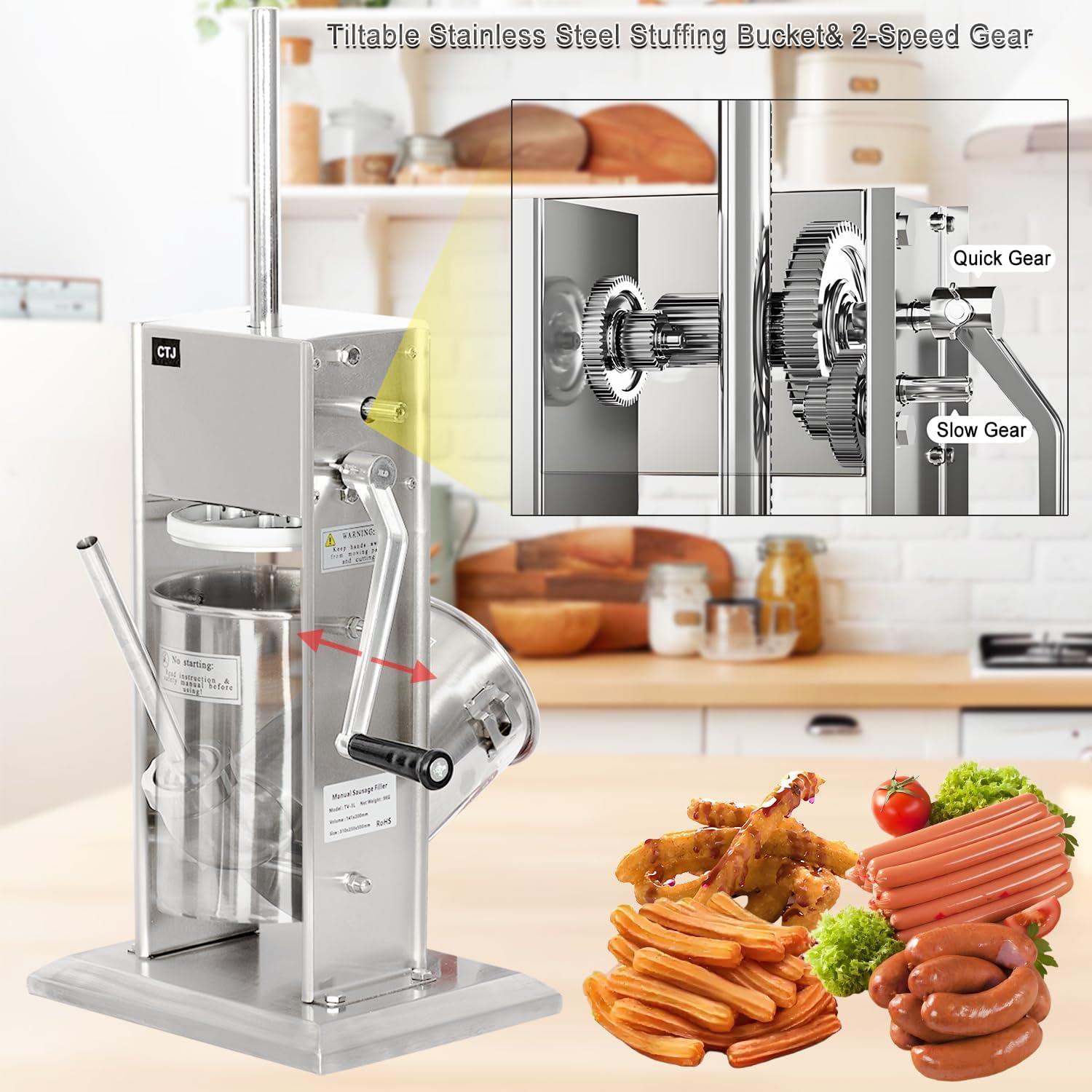 Rellenador de Salchichas Manual CTJ 3L Acero Inoxidable