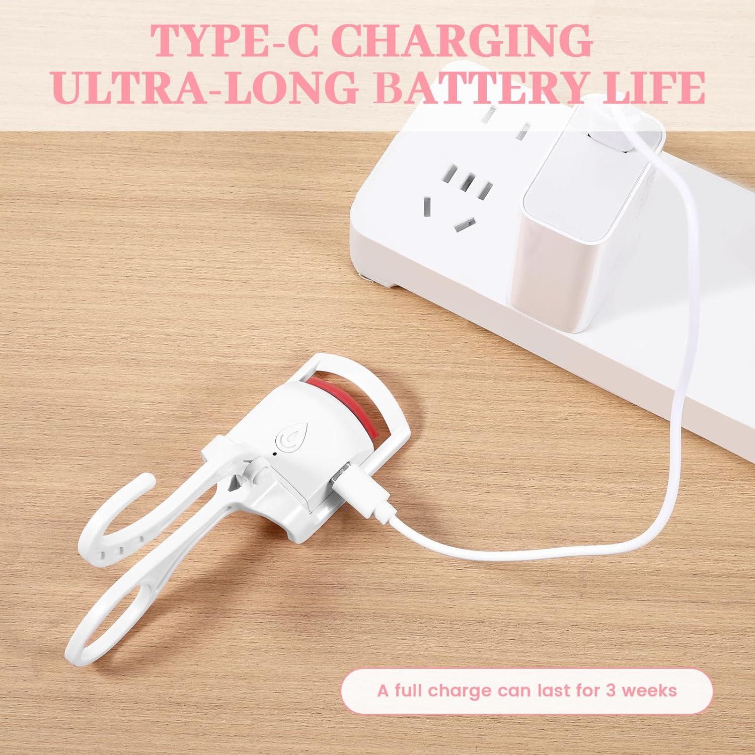 Rizador de Pestañas Calentado Yuunheg Blanco, 24h Duración