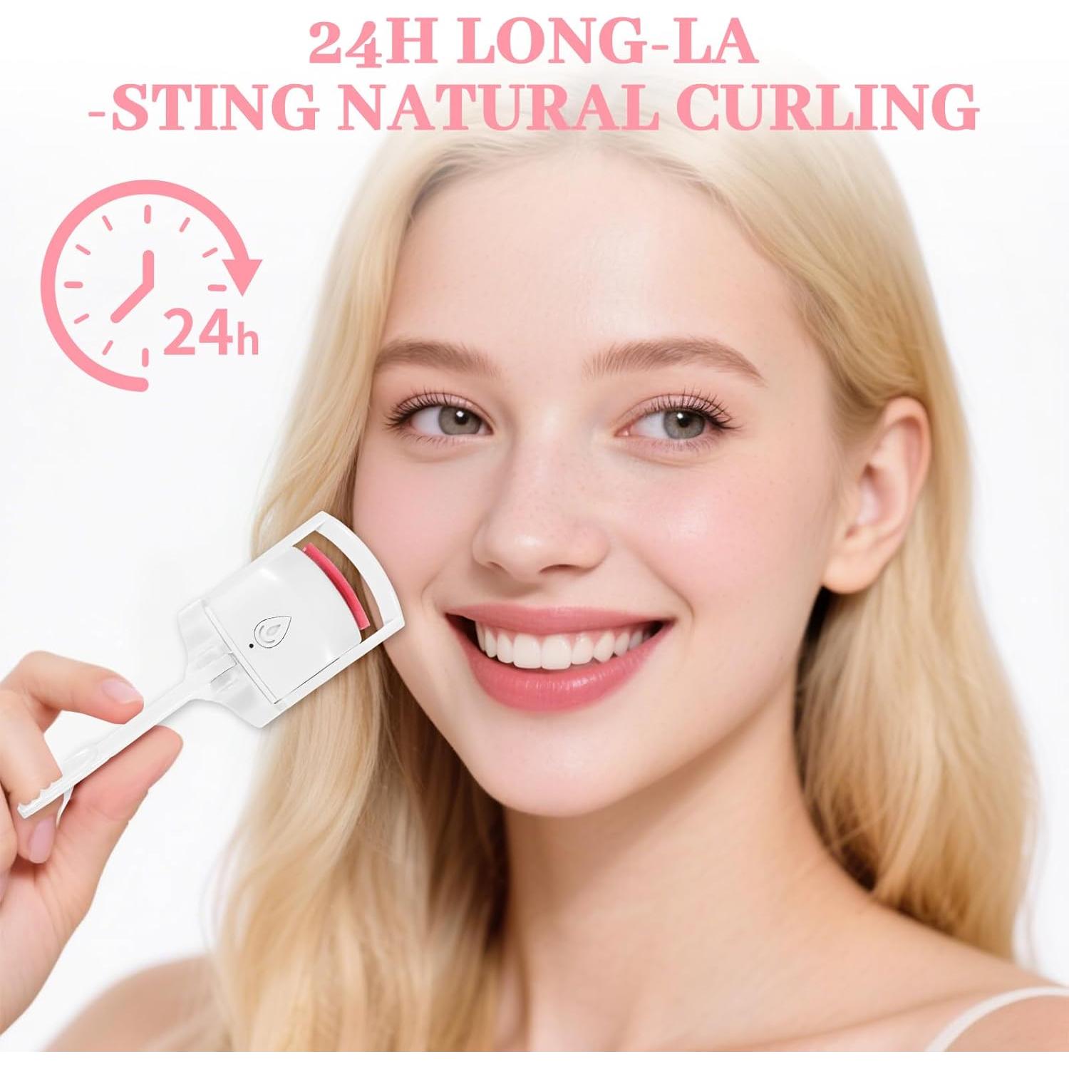 Rizador de Pestañas Calentado Yuunheg Blanco, 24h Duración