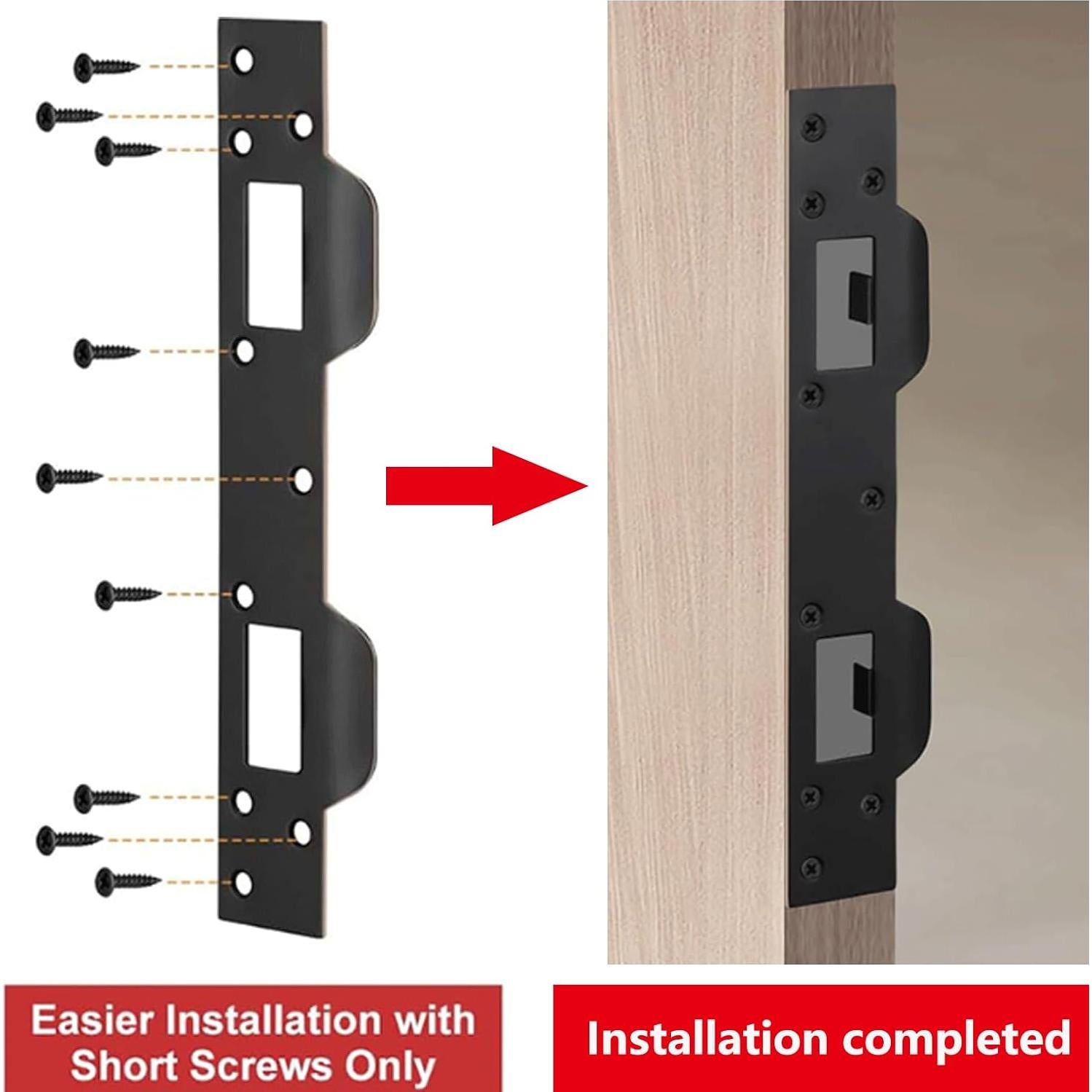 Placa de refuerzo para cerradura Semetall - Negra - 4.13 x 27.94 cm