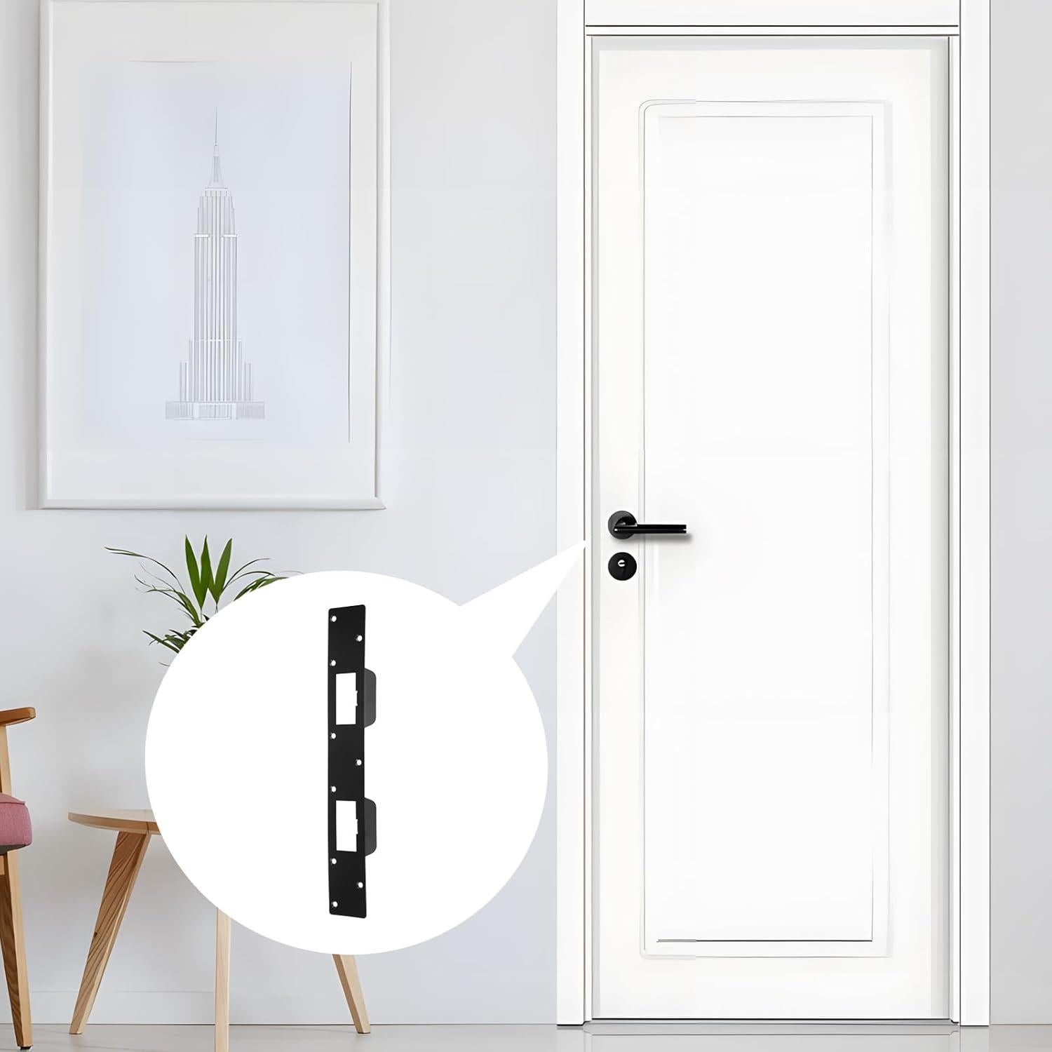 Placa de refuerzo para cerradura Semetall - Negra - 4.13 x 27.94 cm