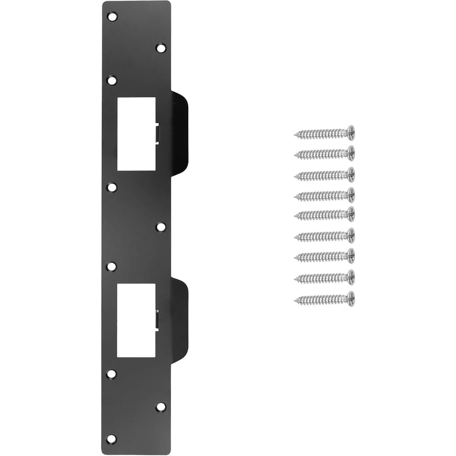 Placa de refuerzo para cerradura Semetall - Negra - 4.13 x 27.94 cm