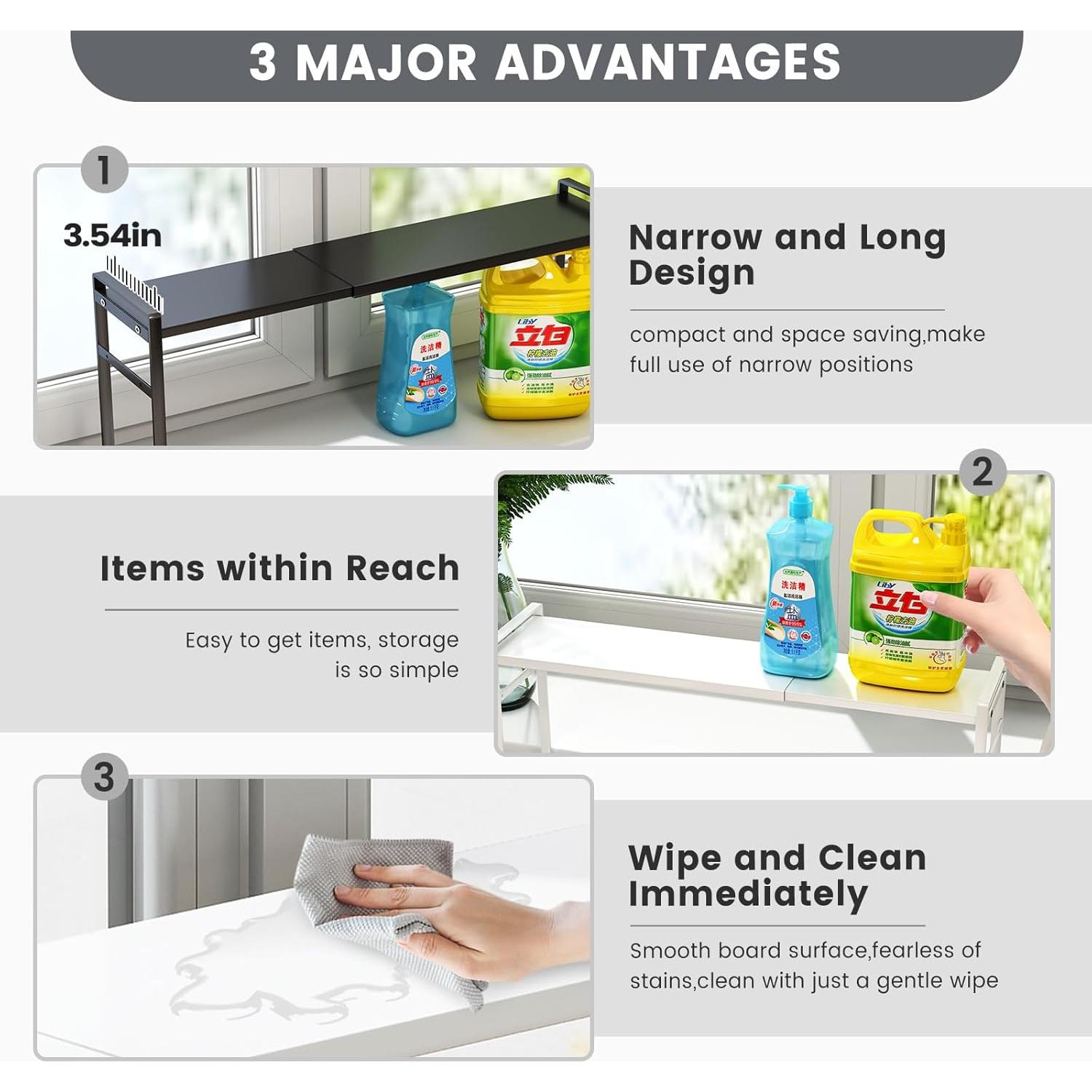 Estante Alto Estrecho WOCHUANGSI Ajustable 35-60 cm Negro