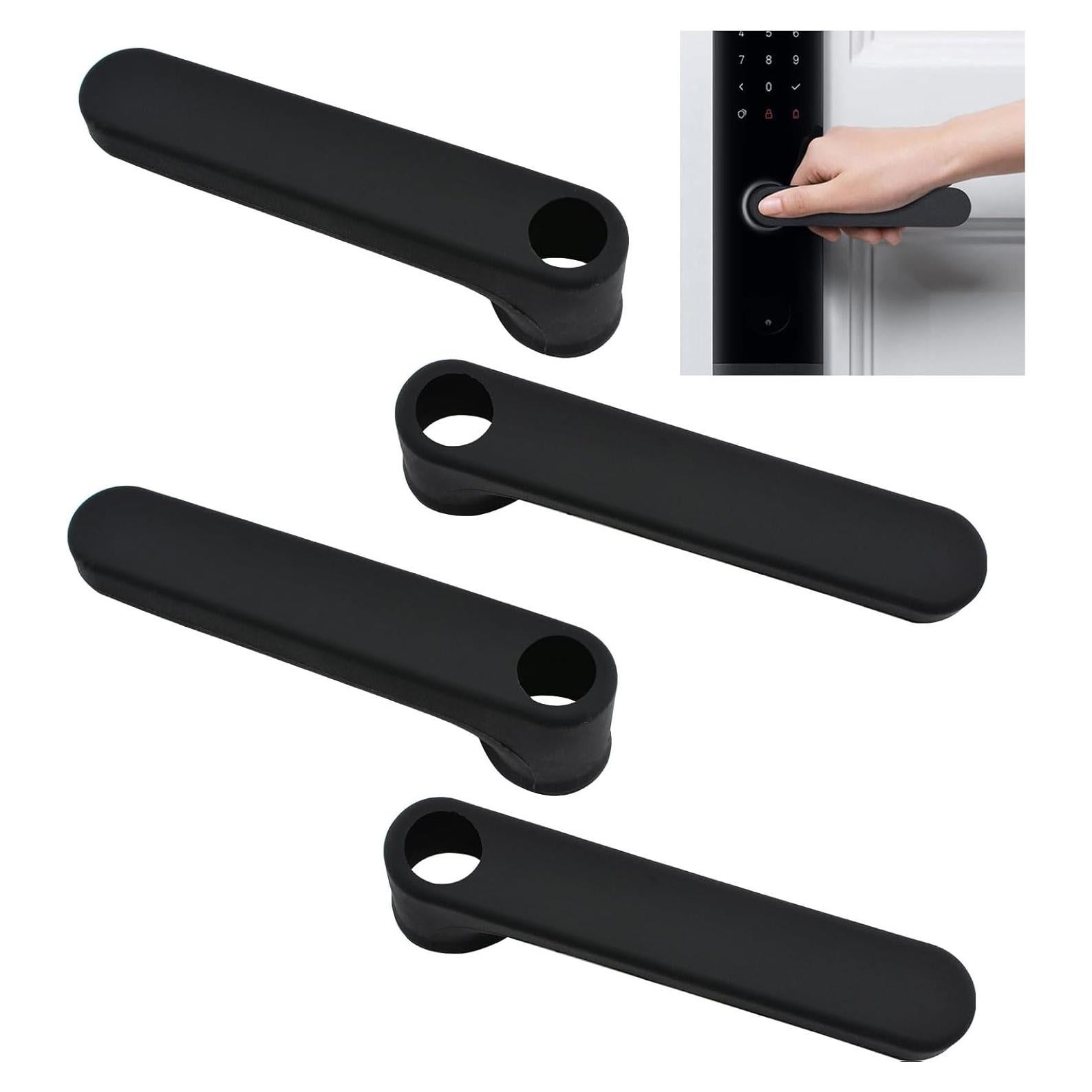 Cubiertas de Manijas de Puerta UFURMATE 4 Piezas Silicona Negra Mate