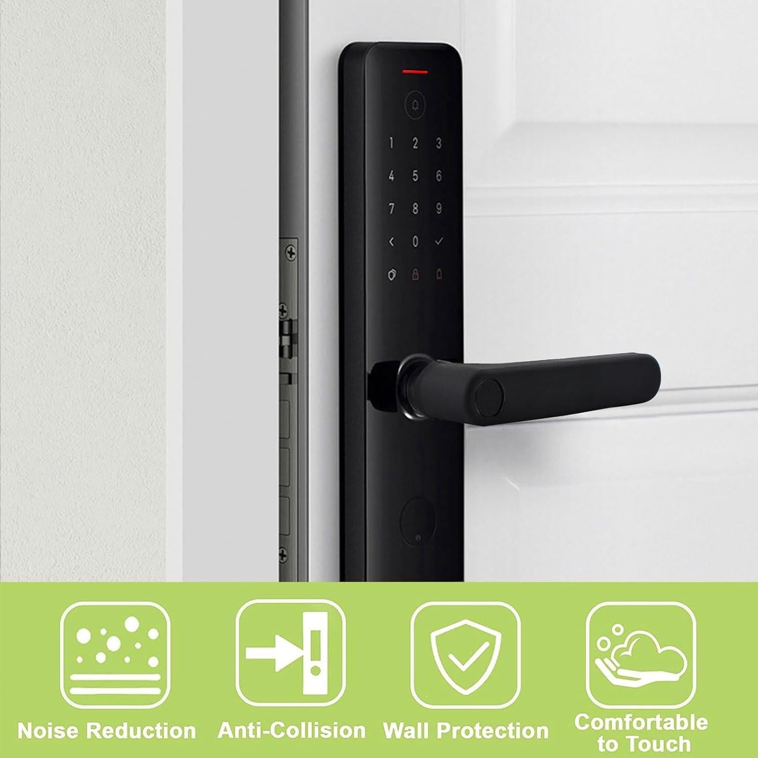 Cubiertas de Manijas de Puerta UFURMATE 4 Piezas Silicona Negra Mate