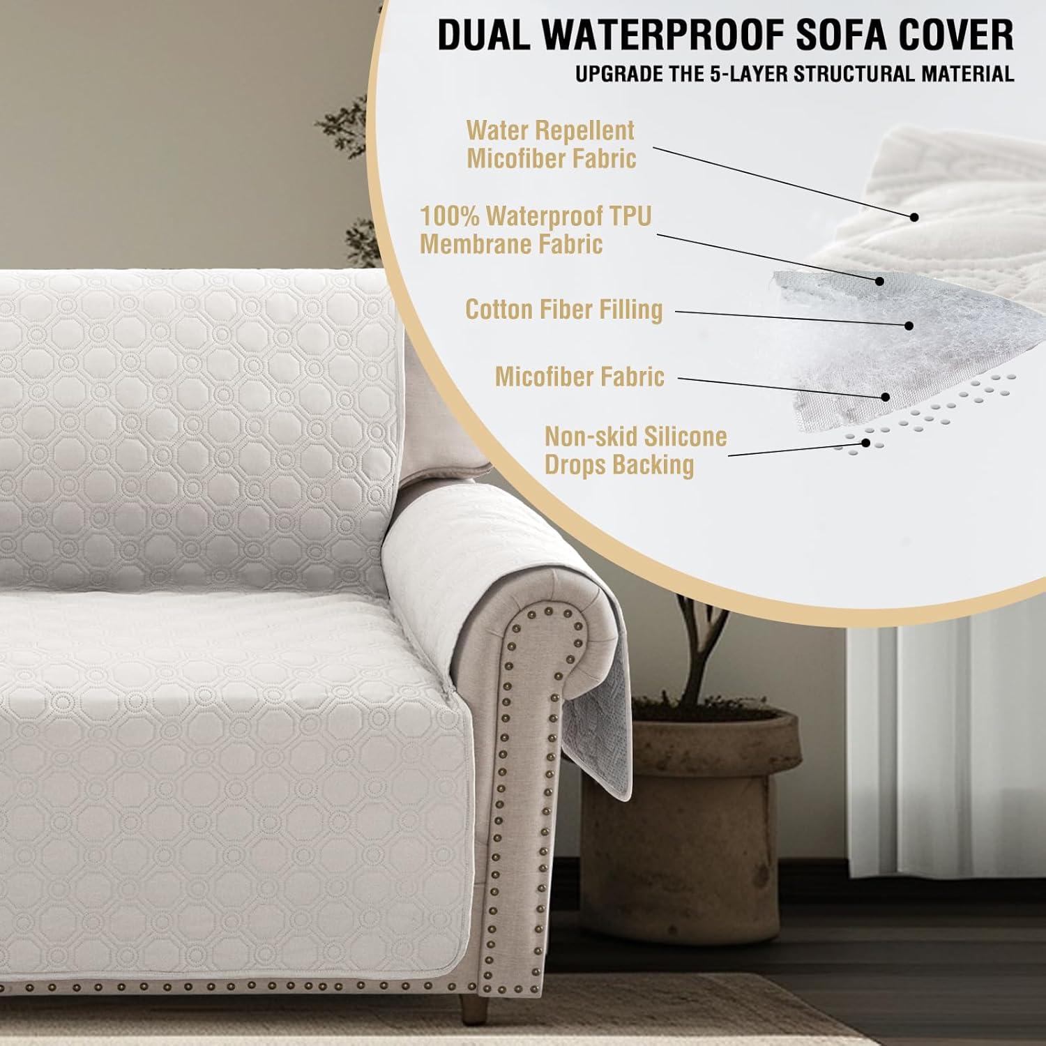 Funda de Sofá PrinceDeco Impermeable Antideslizante Beige