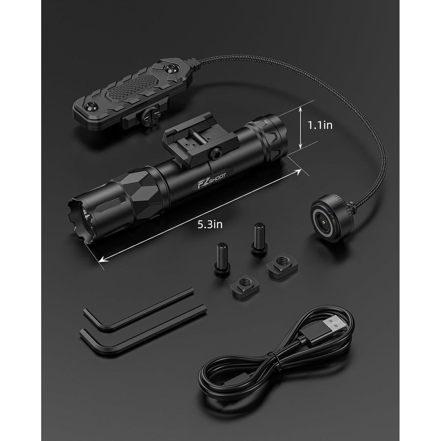 Linterna Táctica EZshoot 2500 Lúmenes para Rifle con Interruptor Remoto