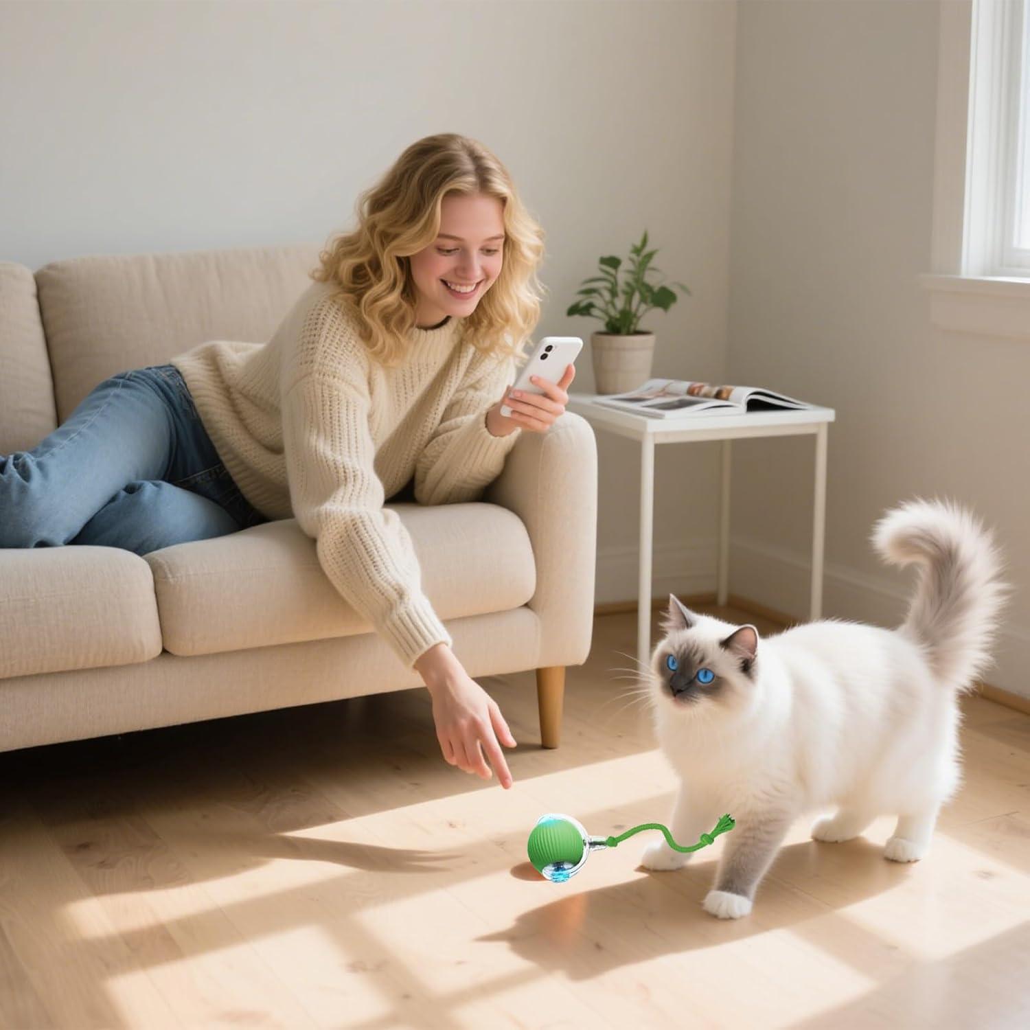 Bola de Juguete Interactivo para Gatos Taikcsut Verde 360°