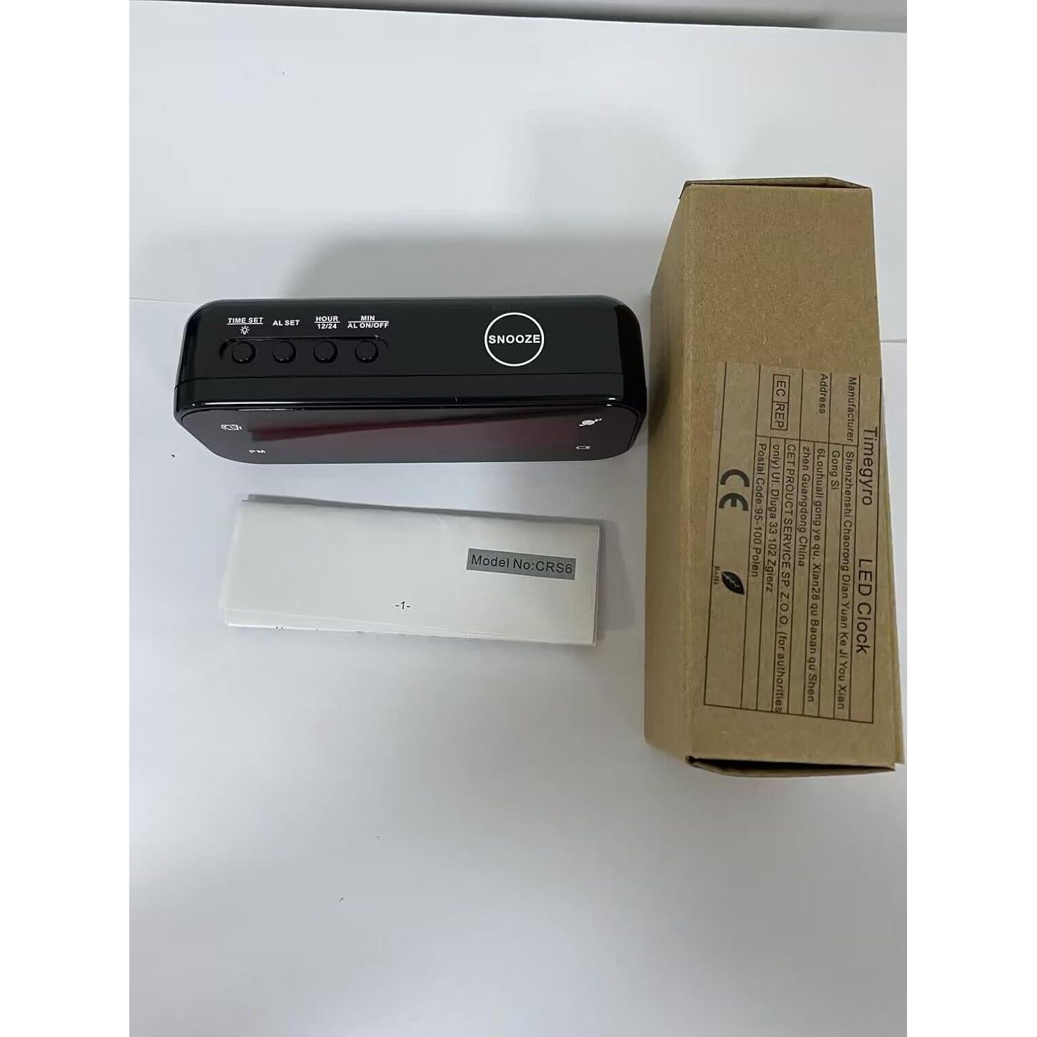 Reloj Despertador Digital Timegyro Negro Portátil LED