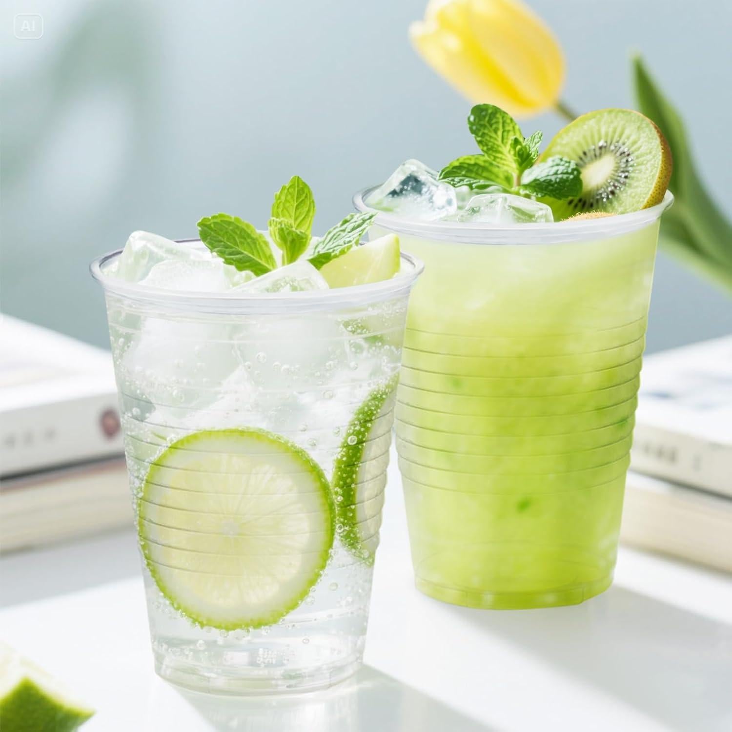 Paquete de 1000 vasos desechables SIUQ de 12 oz transparentes