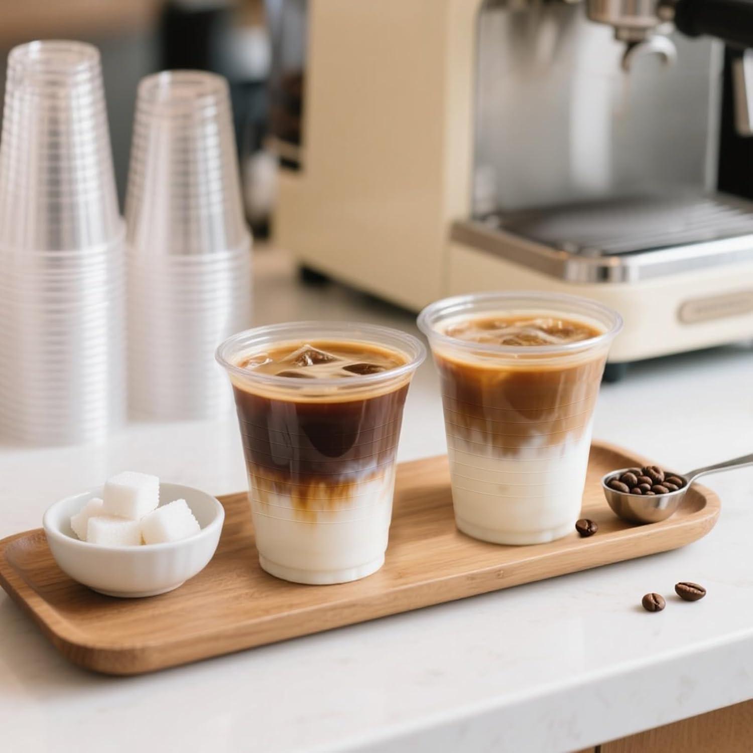 Paquete de 1000 vasos desechables SIUQ de 12 oz transparentes