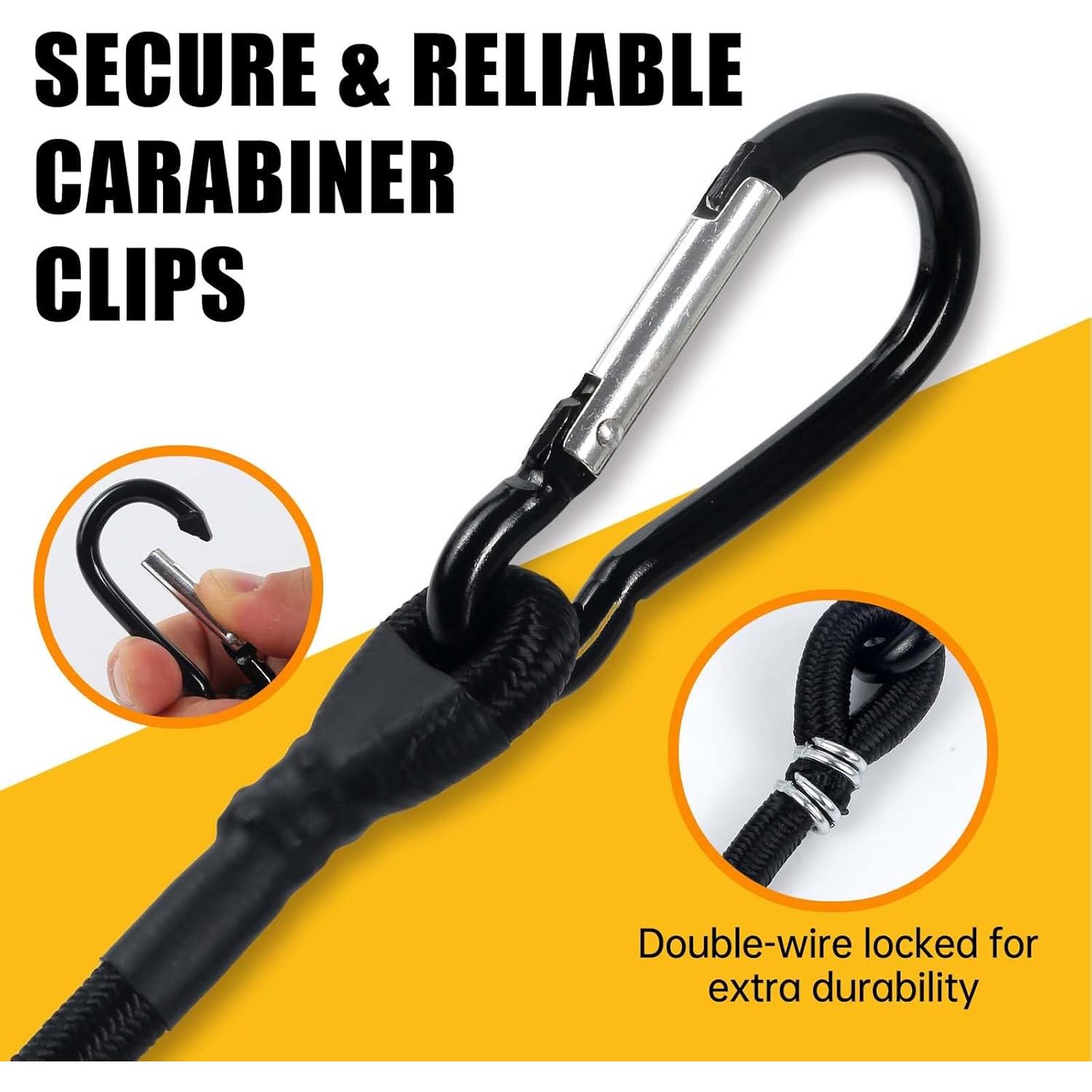 Cuerdas Bungee Radix 61 cm con Ganchos de Carabiner - Paquete de 4