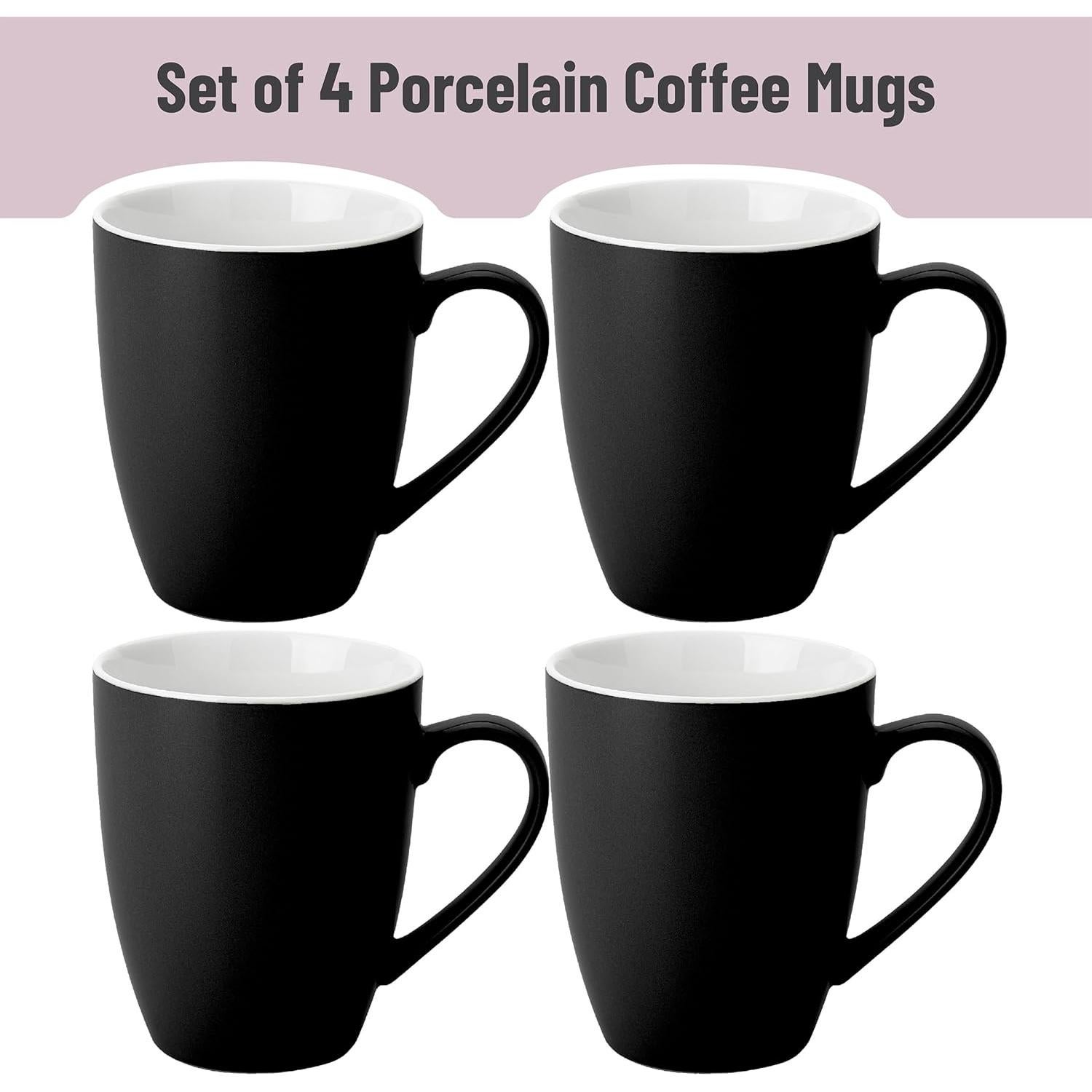 Juego de 4 Tazas de Café Porcelana BTaT 473 ml Negras