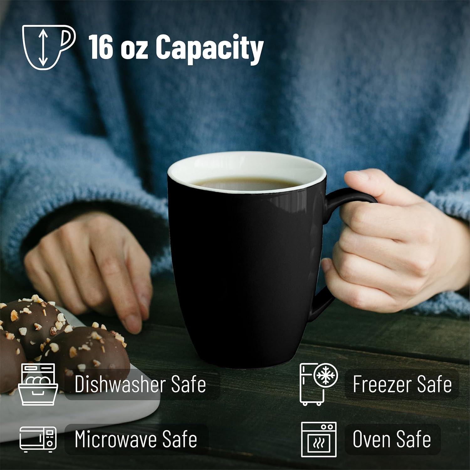 Juego de 4 Tazas de Café Porcelana BTaT 473 ml Negras