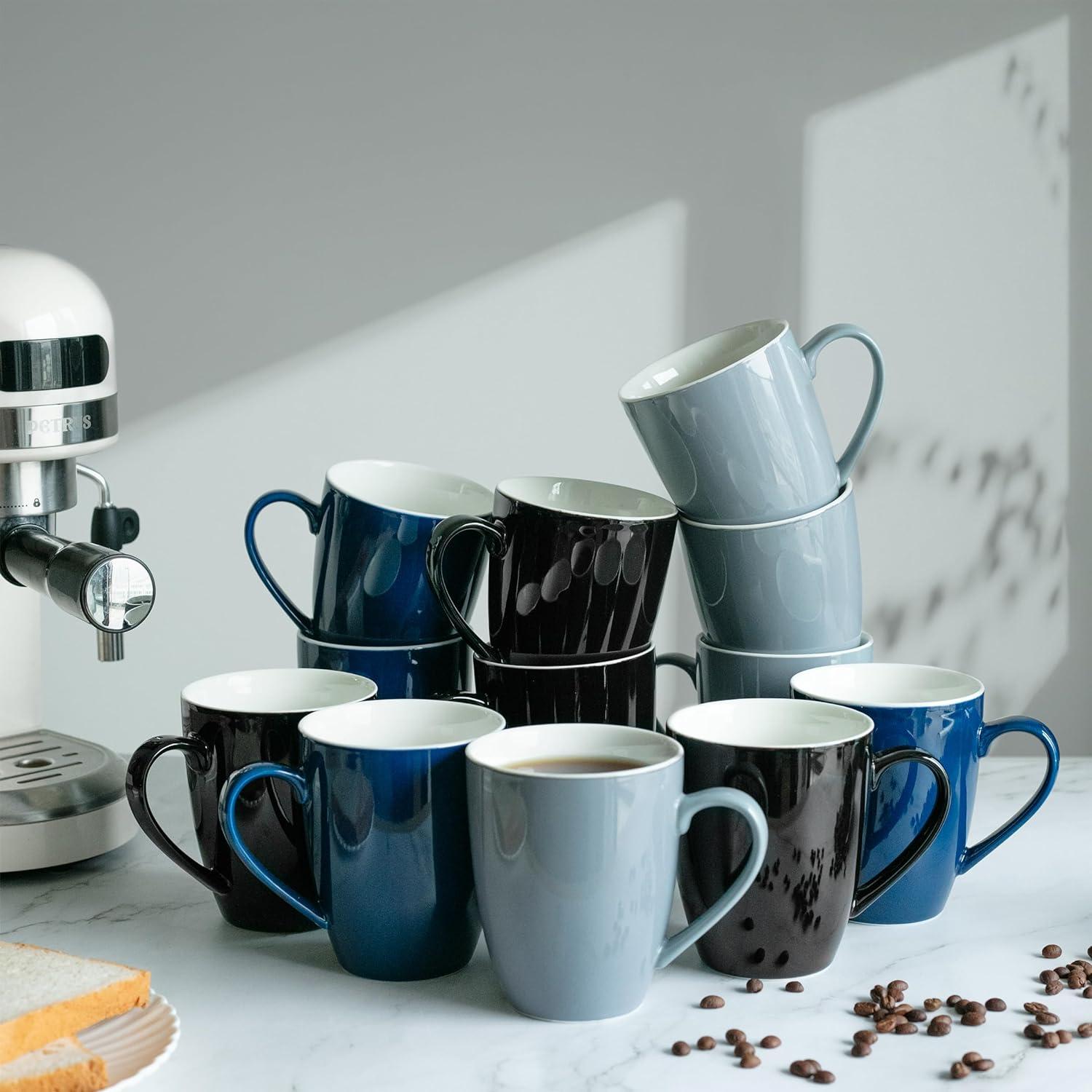 Juego de 4 Tazas de Café Porcelana BTaT 473 ml Negras