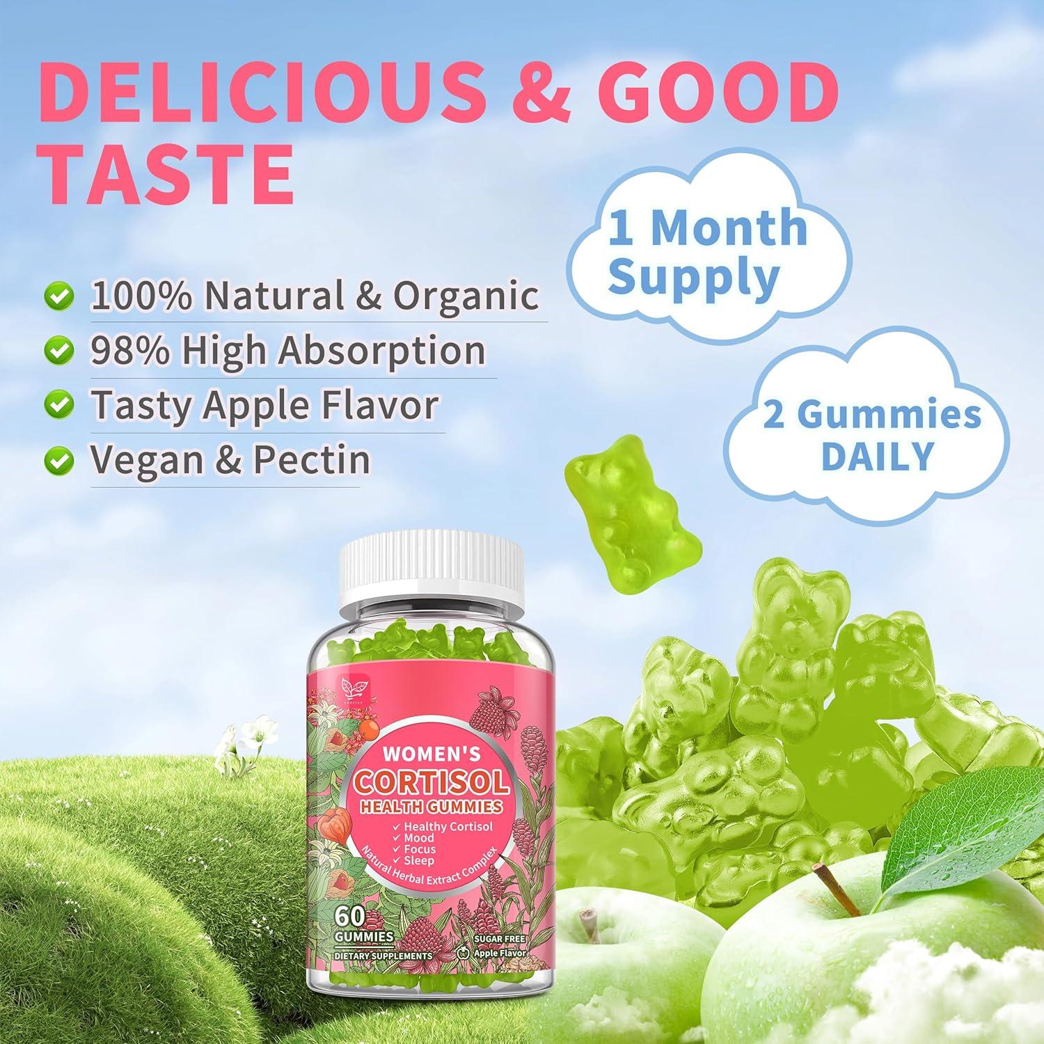 Gomitas de Cortisol HUDETEX para Mujeres 60 Unidades Sabor Manzana