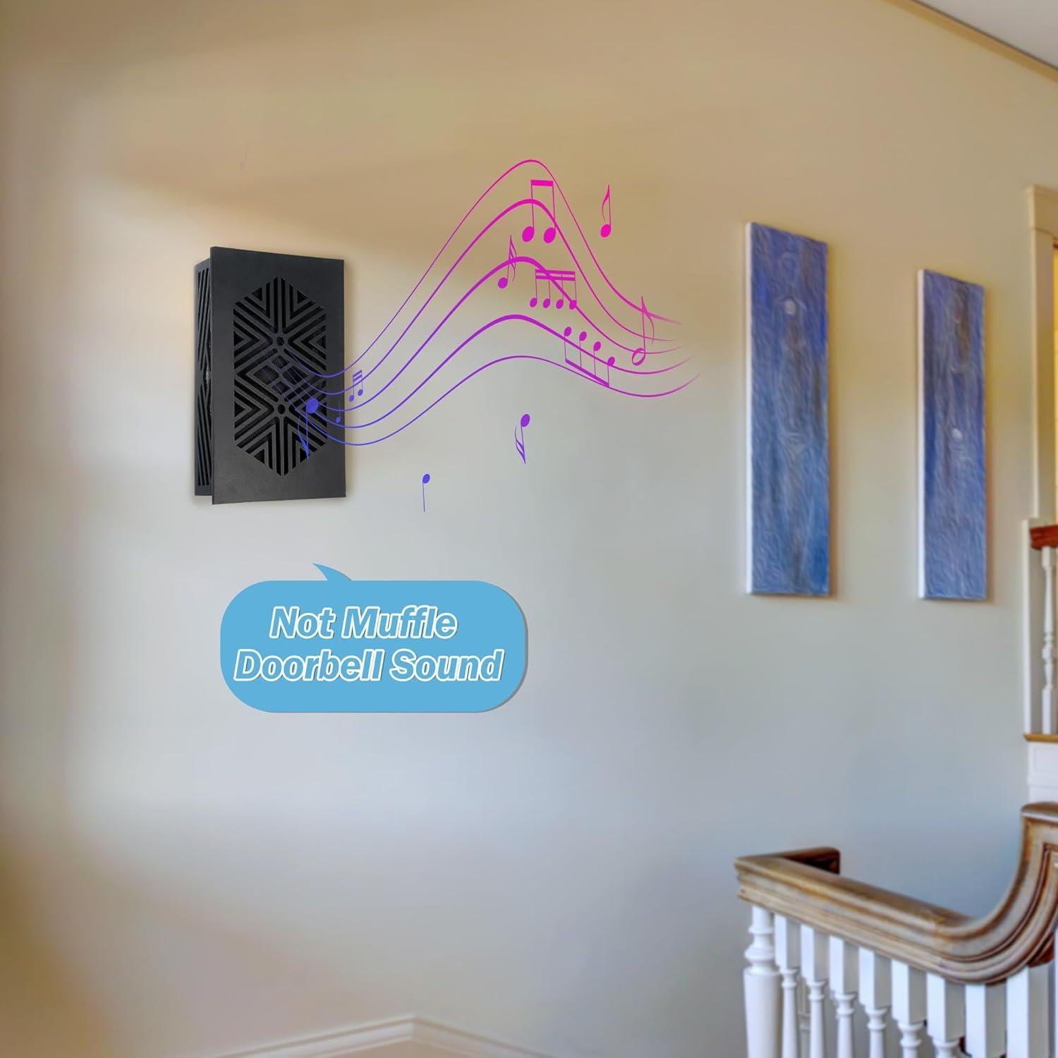 Cubierta de Timbre Saillong de Madera Geométrica Negra 19.69x15.24cm