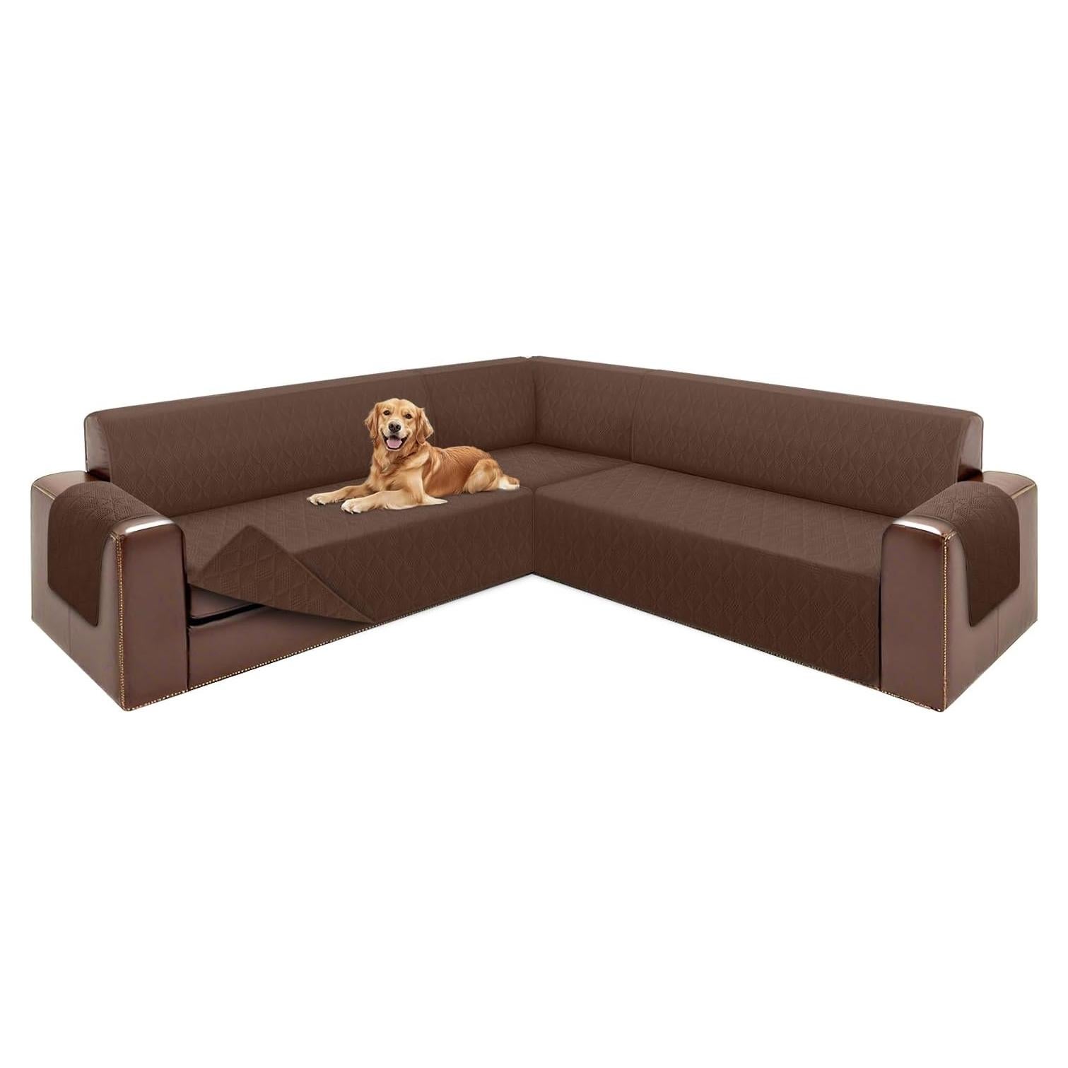 Funda de Sofá Seccional Esquinero ALIECOM Reversible Café Pequeña