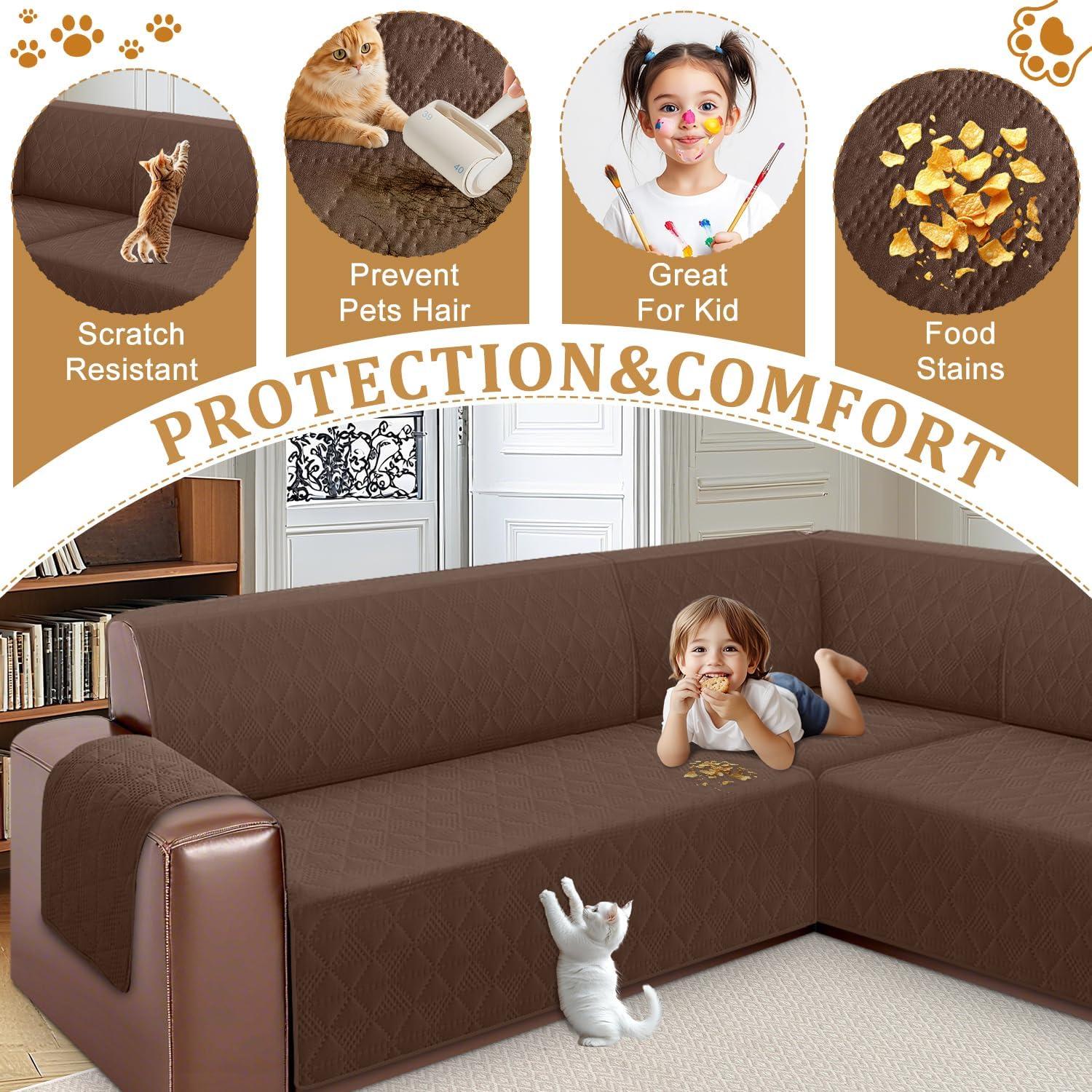 Funda de Sofá Seccional Esquinero ALIECOM Reversible Café Pequeña