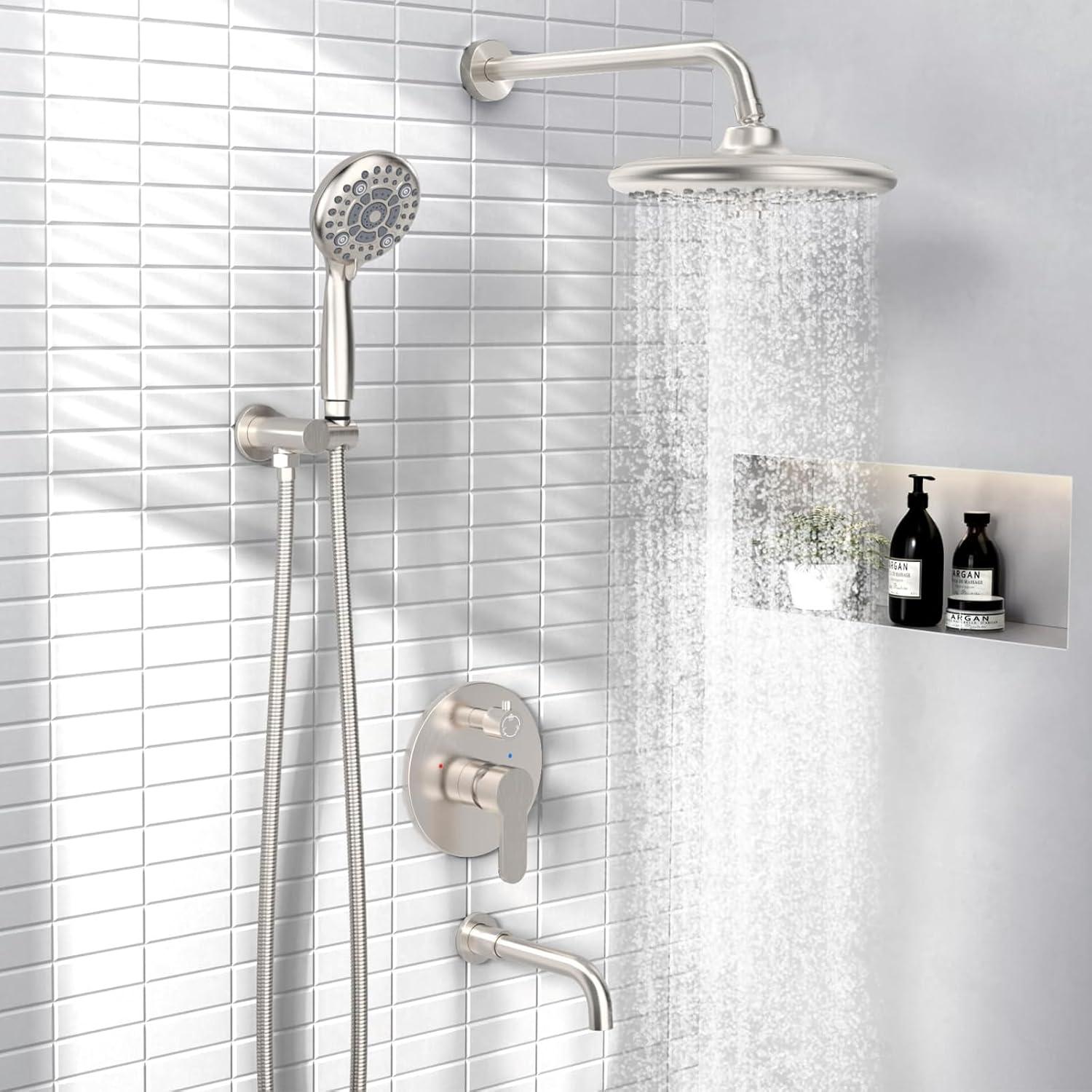 Sistema de Ducha SR SUN RISE 10" Montado en Pared Níquel Cepillado