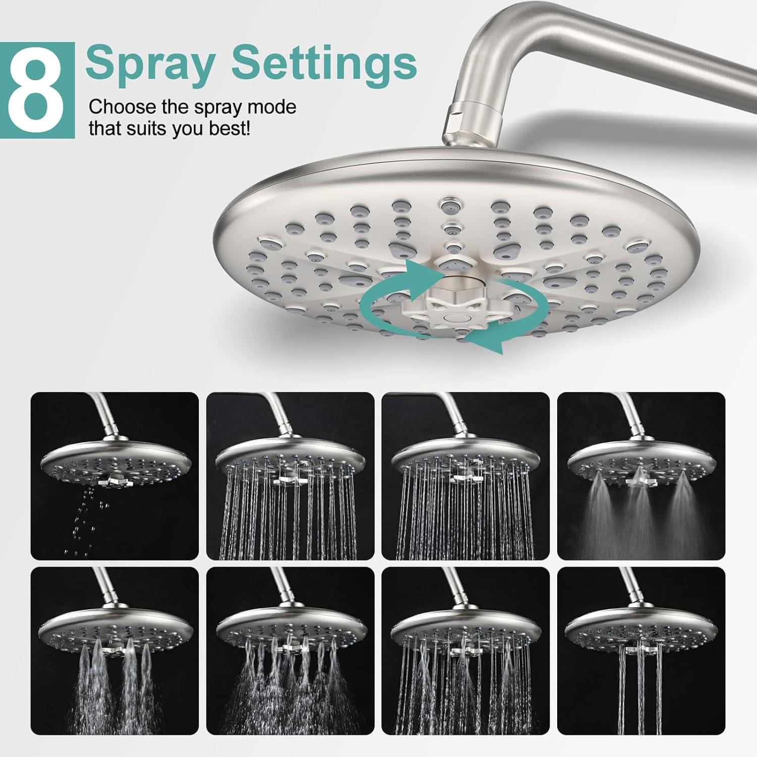 Sistema de Ducha SR SUN RISE 10" Montado en Pared Níquel Cepillado