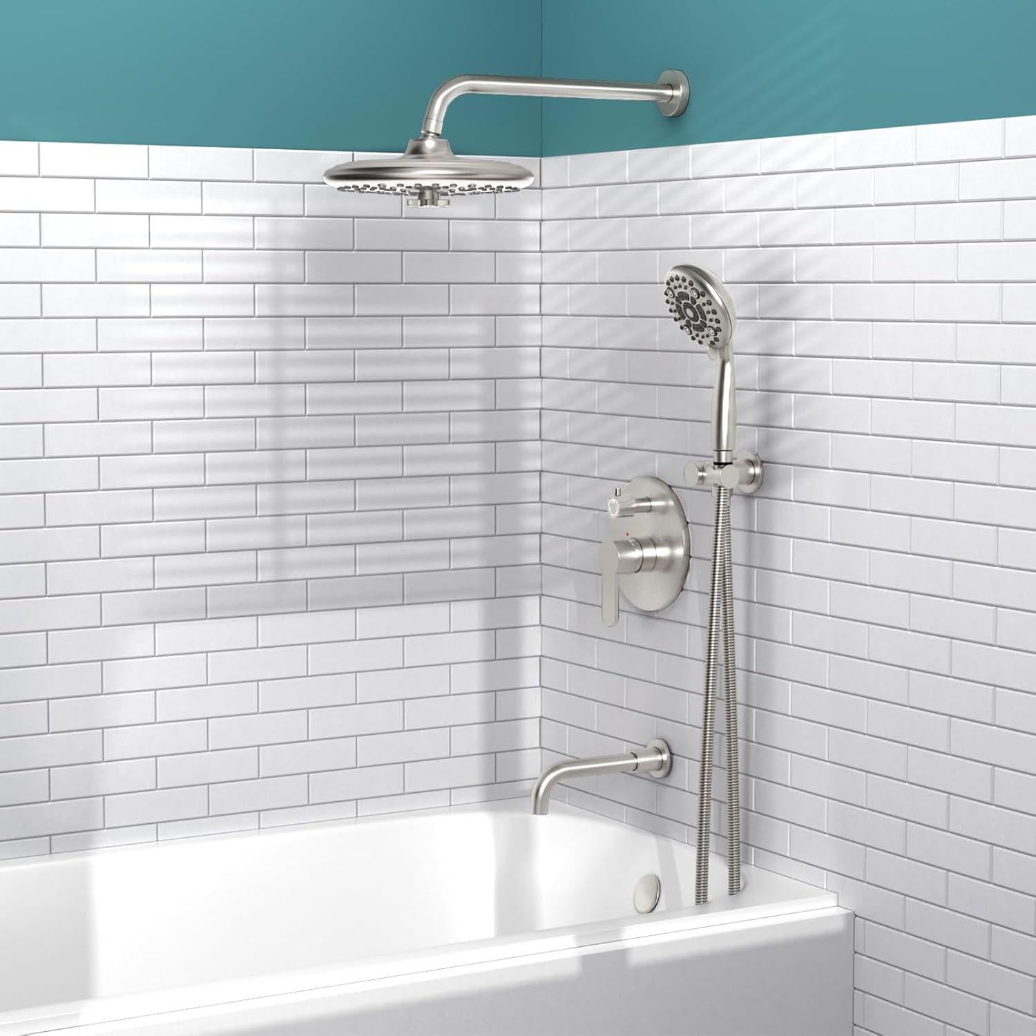 Sistema de Ducha SR SUN RISE 10" Montado en Pared Níquel Cepillado