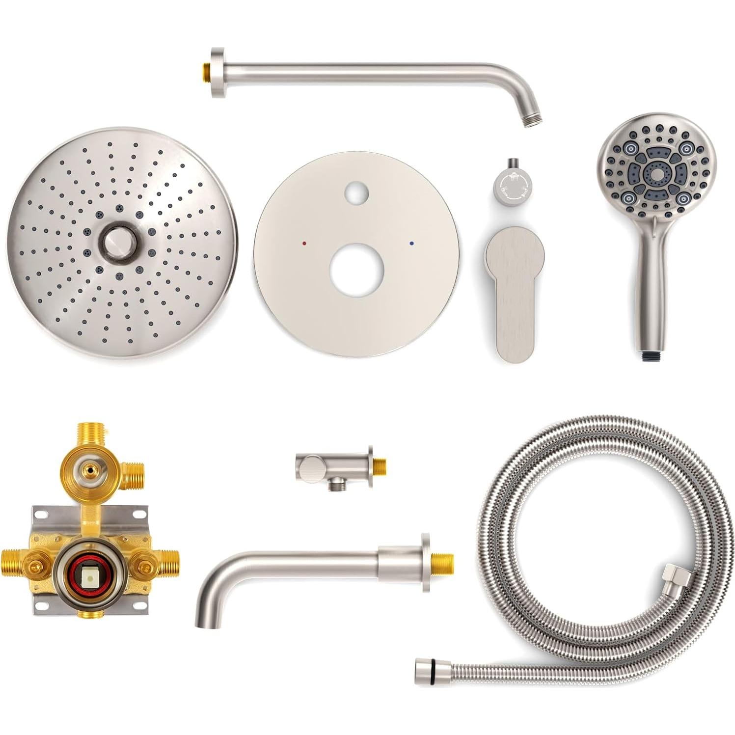 Sistema de Ducha SR SUN RISE 10" Montado en Pared Níquel Cepillado