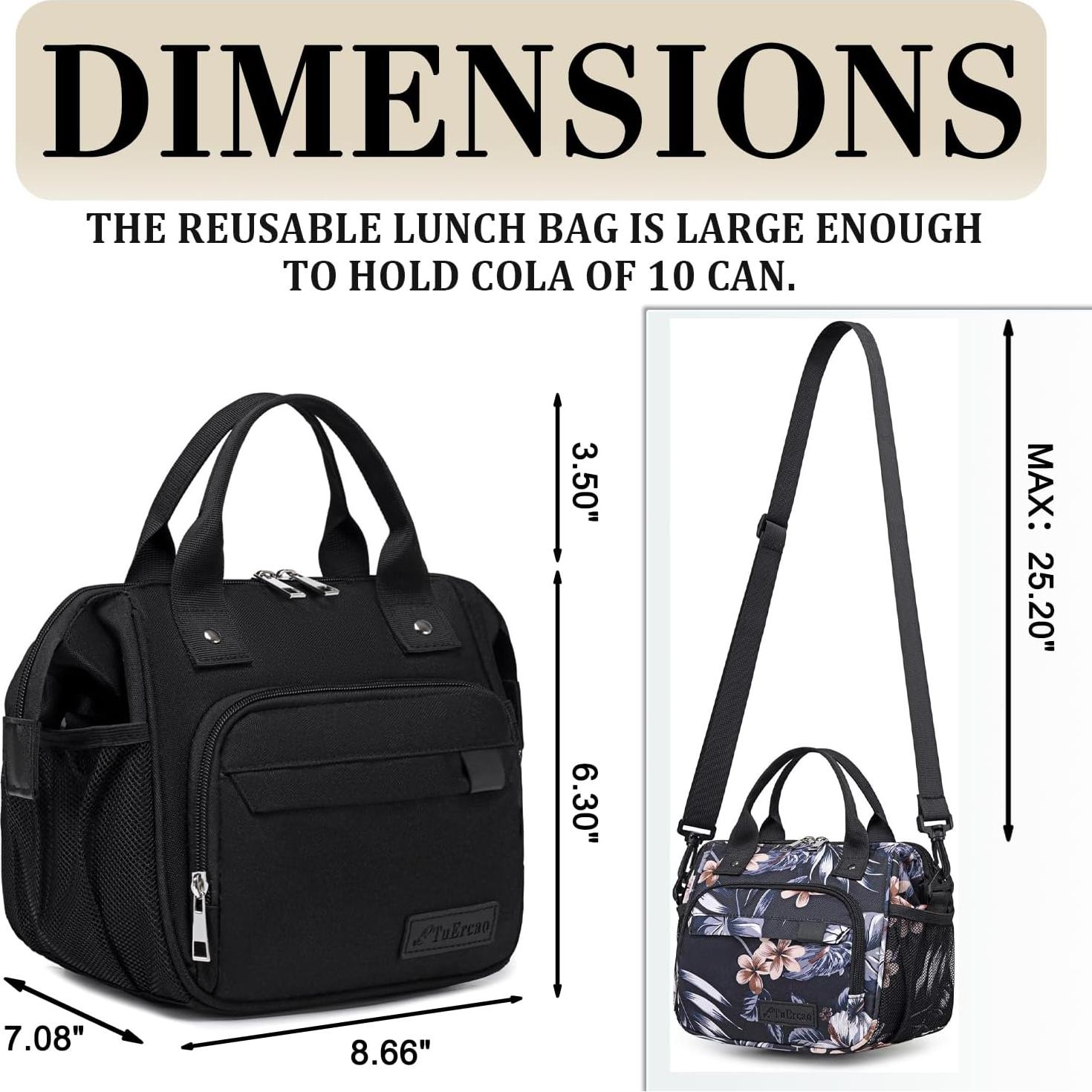 Bolsa de Almuerzo Compacta TuErCao Negra Aislada 6.3L