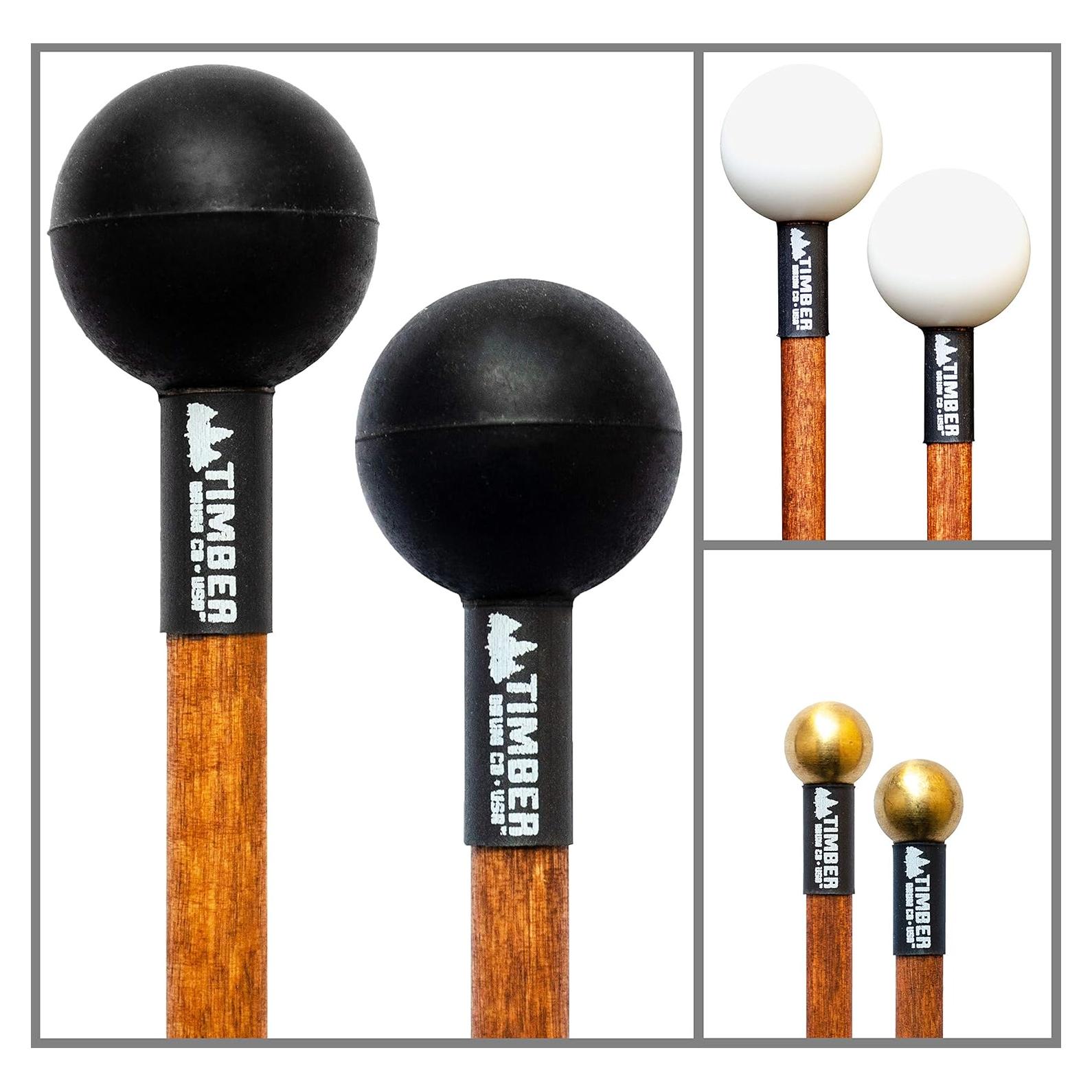 Mallets Timber Drum Combo - Polímero Duro, Goma Suave, Latón