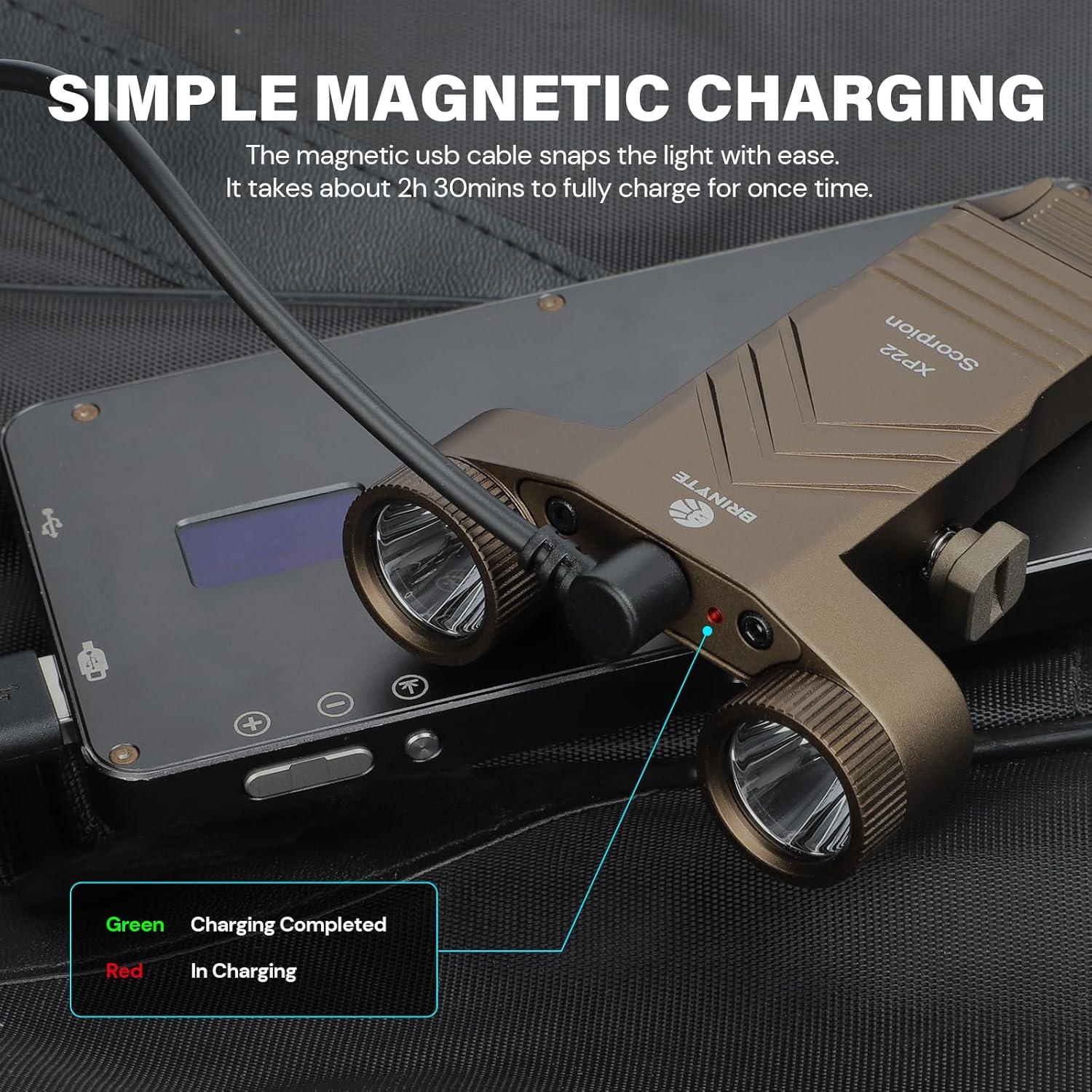 Linterna Táctica LED Brinyte XP22 1300 Lúmenes Recargable USB