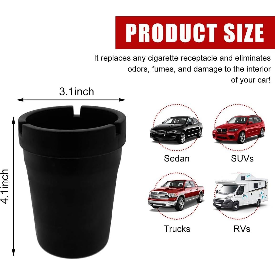 Cenicero de coche Gasedin negro autoextinguible y a prueba de viento