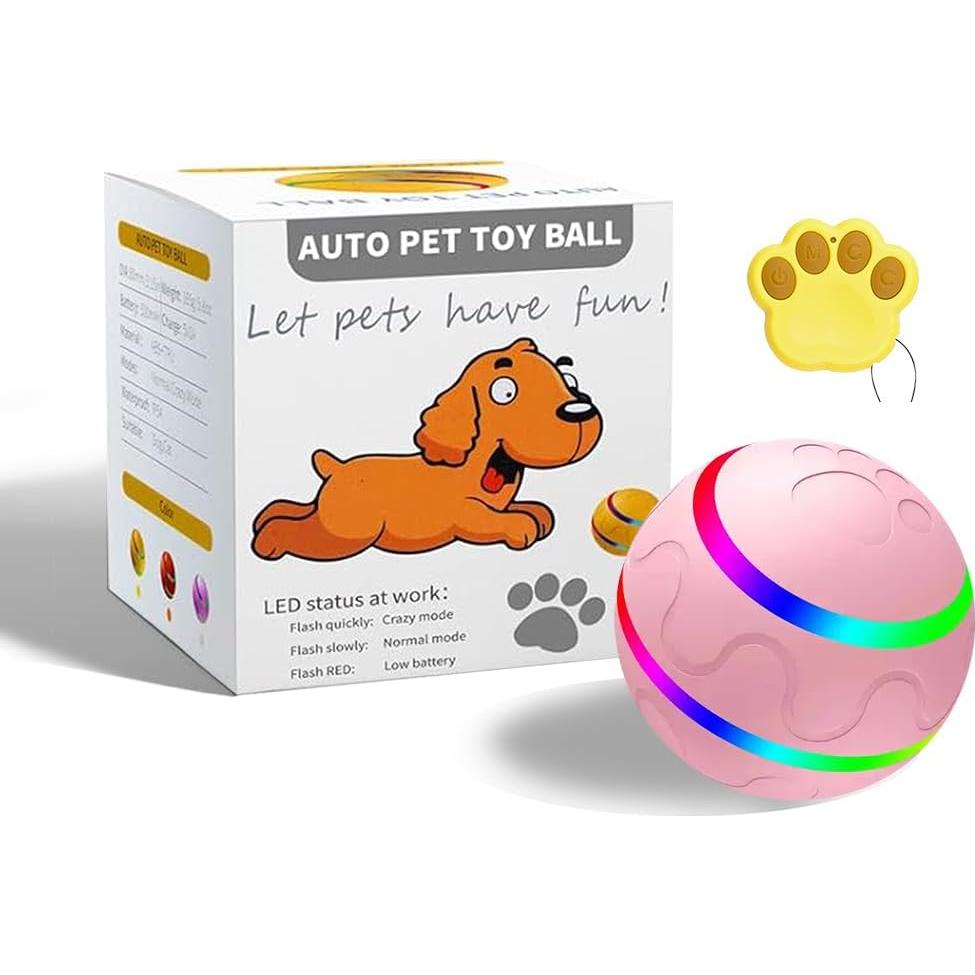 Pelota Rebotadora LED Rosa para Perros y Gatos - Juguete Interactivo