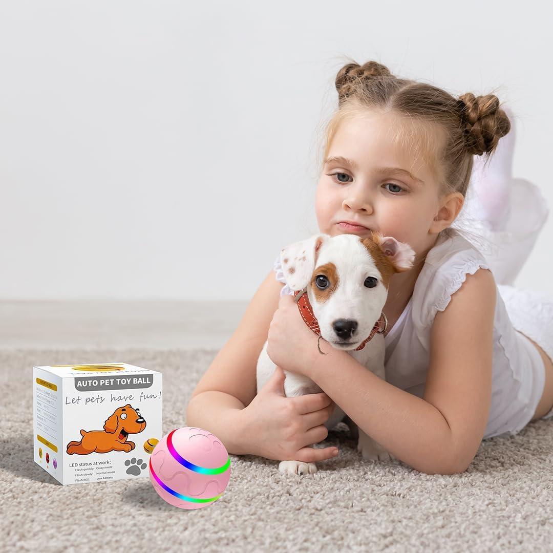 Pelota Rebotadora LED Rosa para Perros y Gatos - Juguete Interactivo