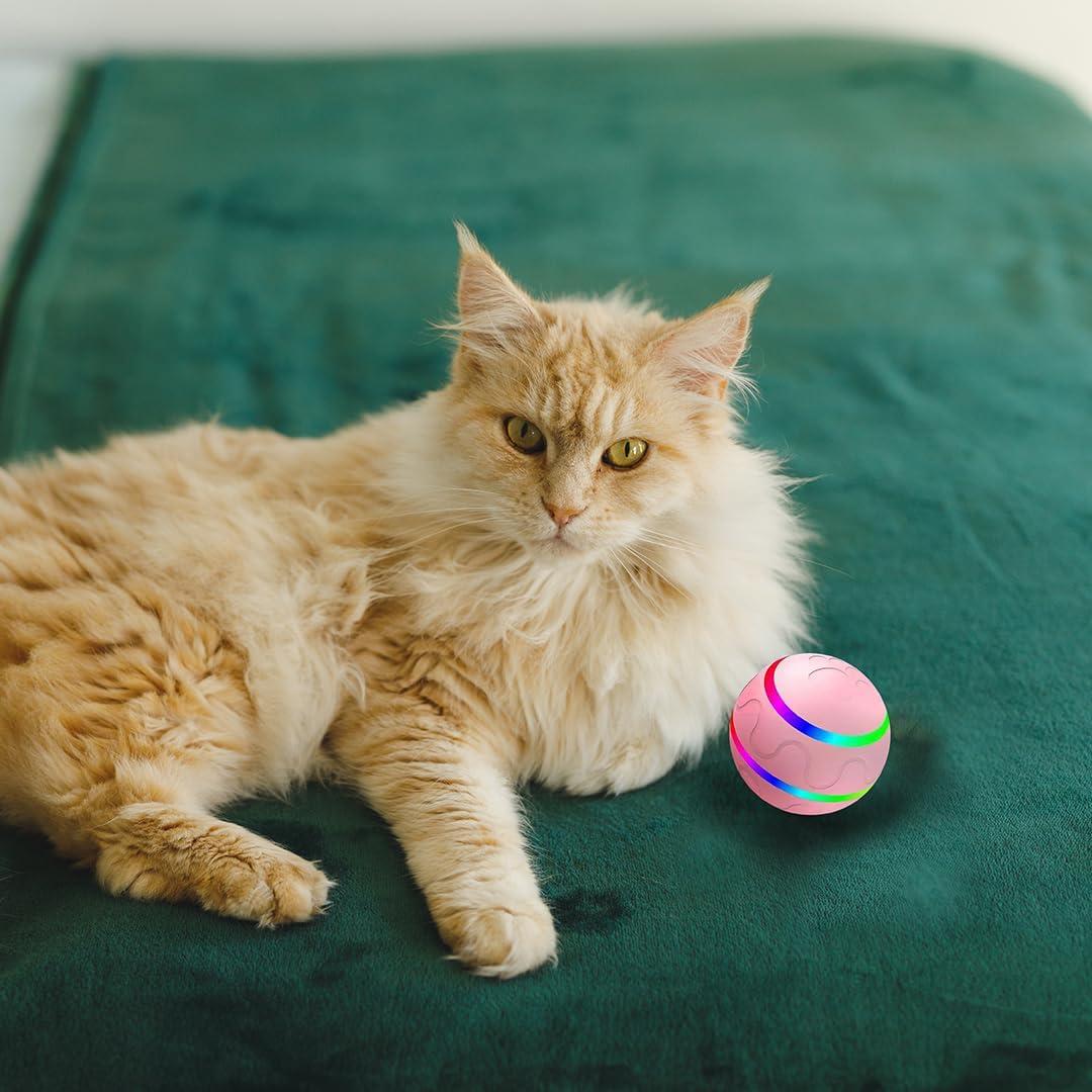 Pelota Rebotadora LED Rosa para Perros y Gatos - Juguete Interactivo