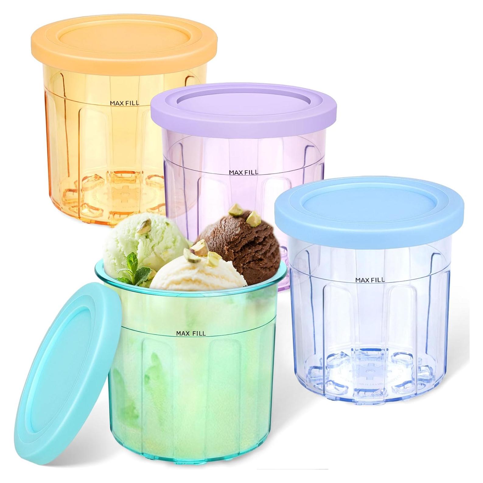 Contenedores de Helado VanlonPro 16oz Paquete de 4 Apto Lavavajillas