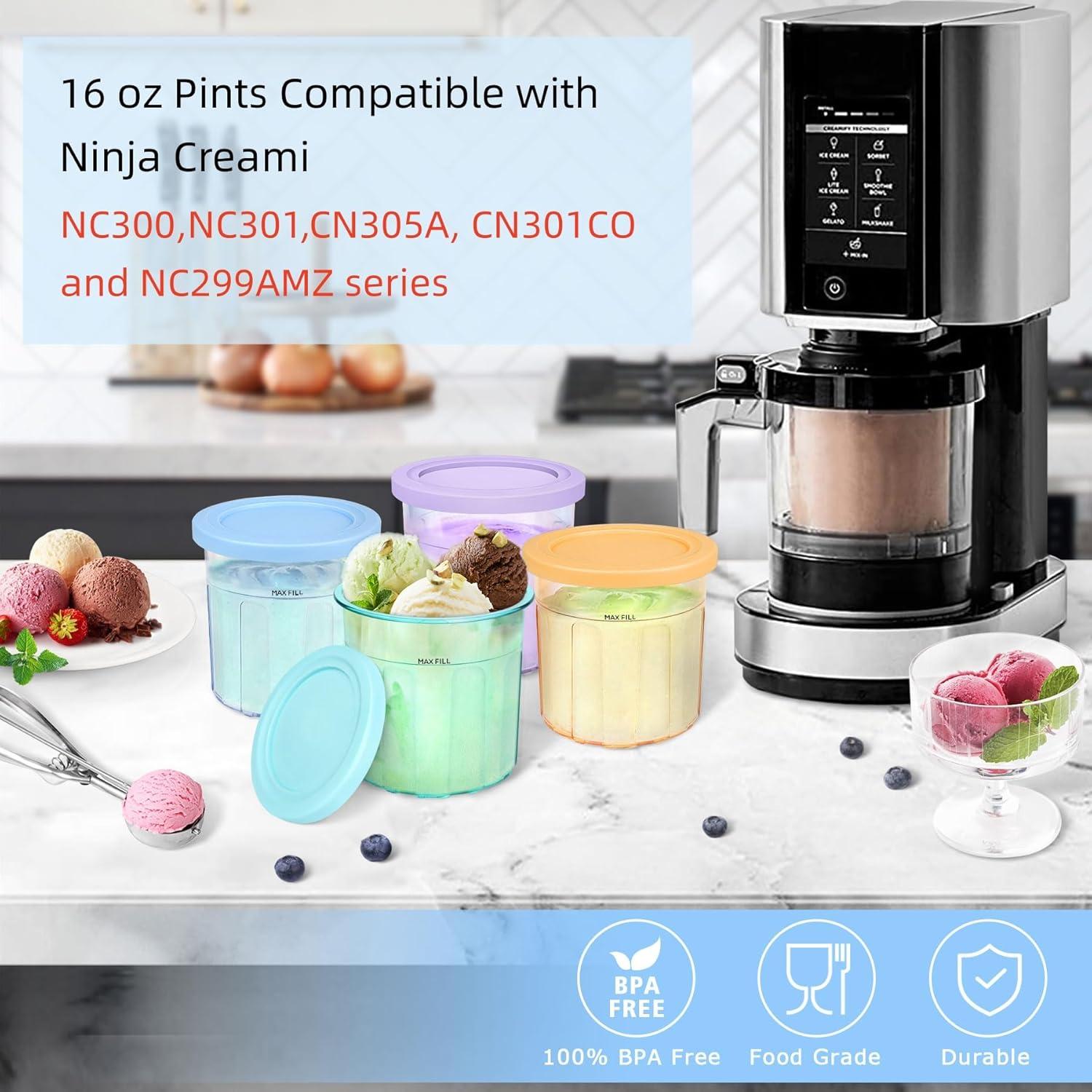 Contenedores de Helado VanlonPro 16oz Paquete de 4 Apto Lavavajillas