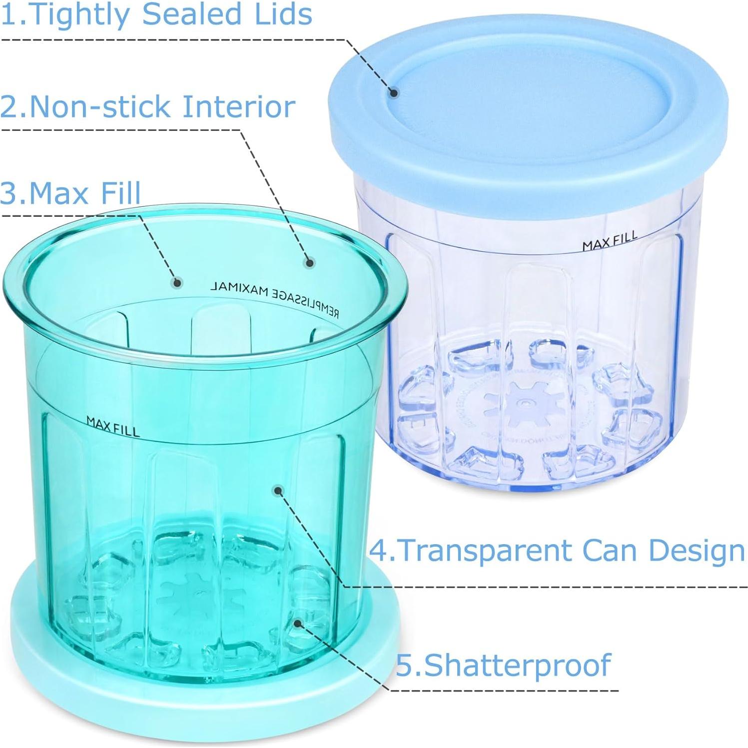 Contenedores de Helado VanlonPro 16oz Paquete de 4 Apto Lavavajillas