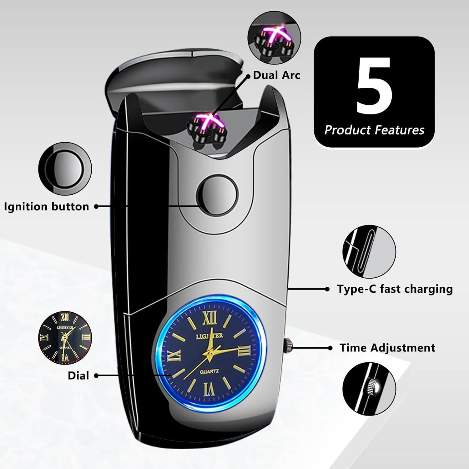 Encendedor Eléctrico Recargable USB C COMANYI Doble Arco Plasma